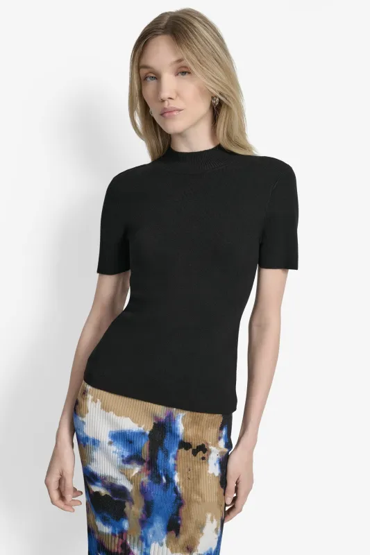 CAP SHORT SLEEVE MOCK NECK SWEATER sold by DKNY