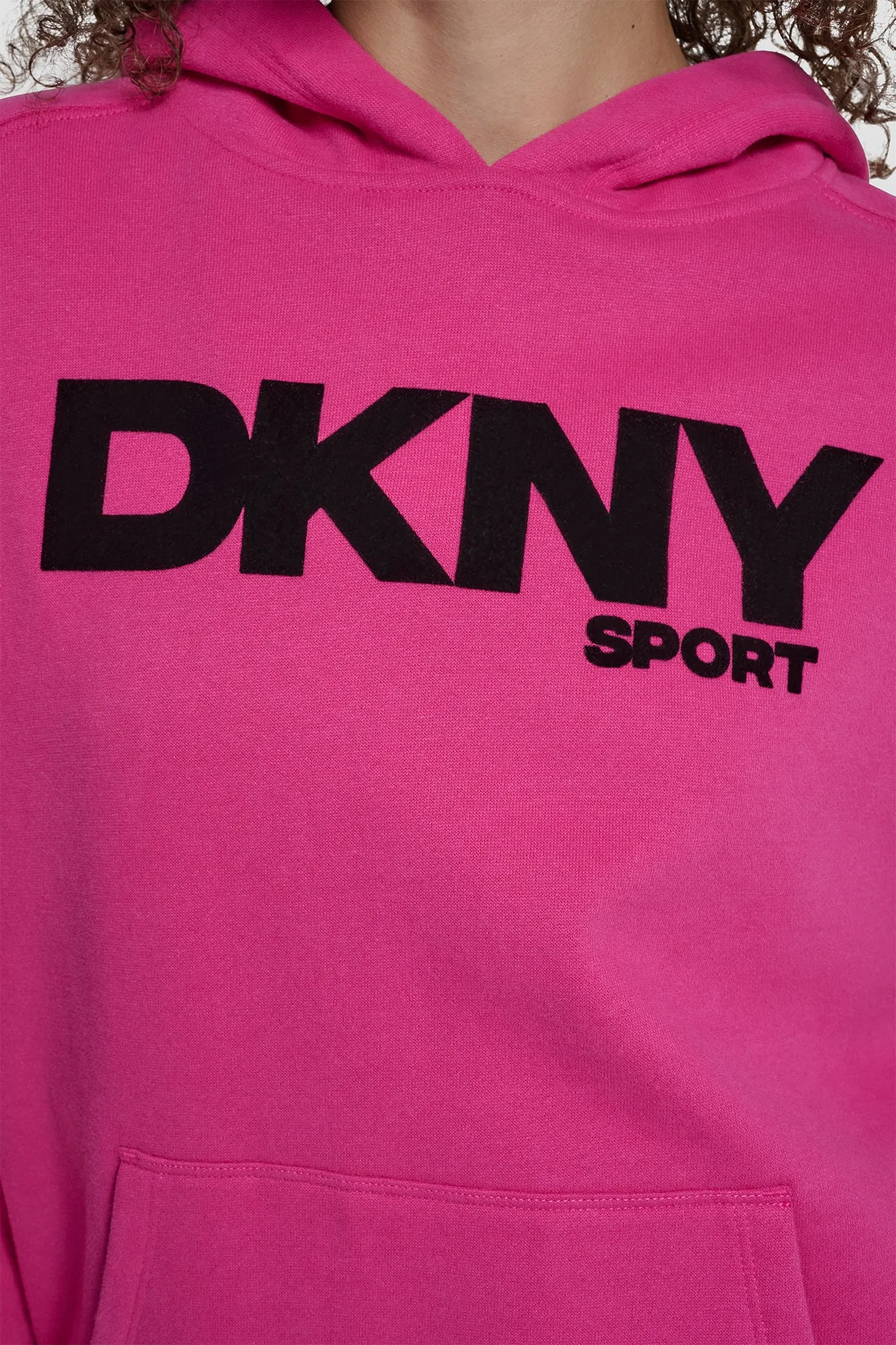 OVERSIZED FLOCKED LOGO PULLOVER HOODIE sold by DKNY product image thumbnail 4