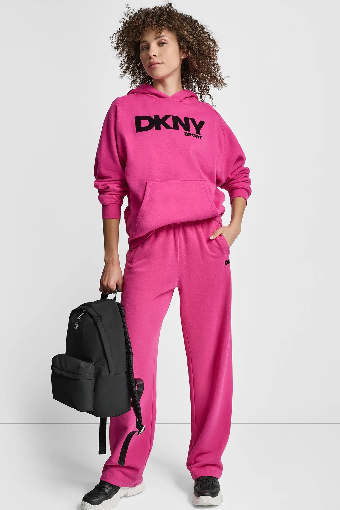 OVERSIZED FLOCKED LOGO PULLOVER HOODIE sold by DKNY product image thumbnail 5