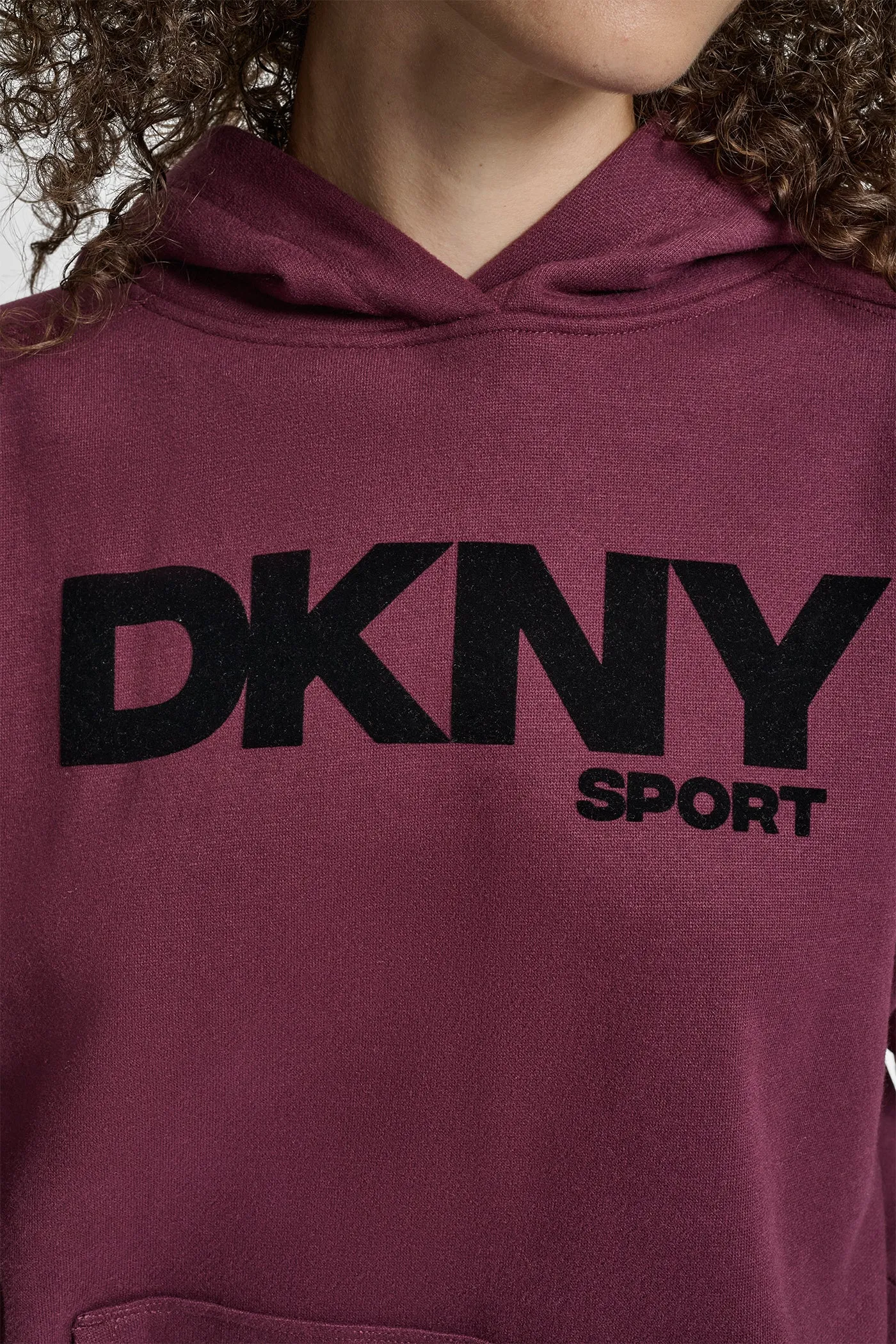 OVERSIZED FLOCKED LOGO PULLOVER HOODIE sold by DKNY product image thumbnail 4
