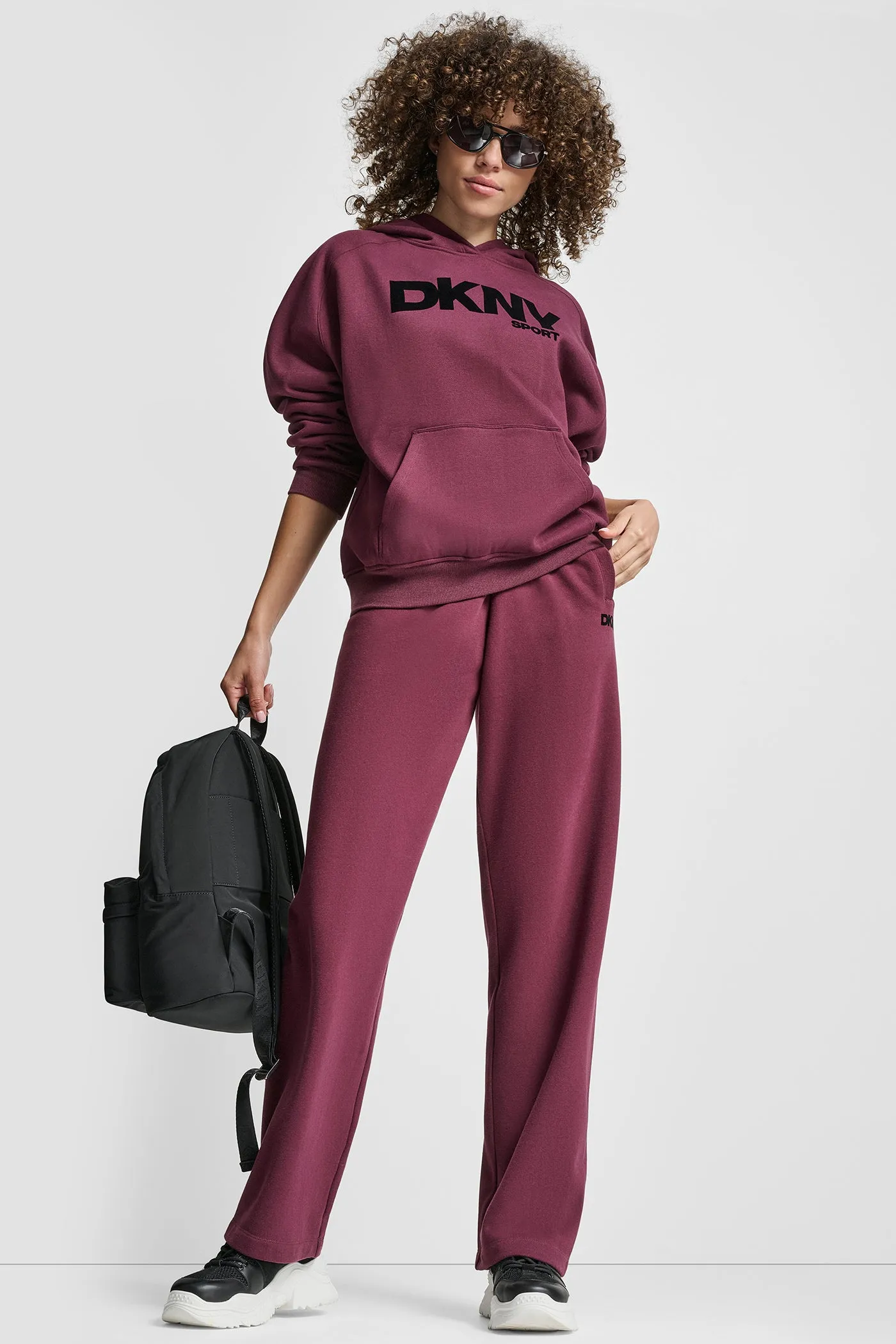 OVERSIZED FLOCKED LOGO PULLOVER HOODIE sold by DKNY product image thumbnail 5