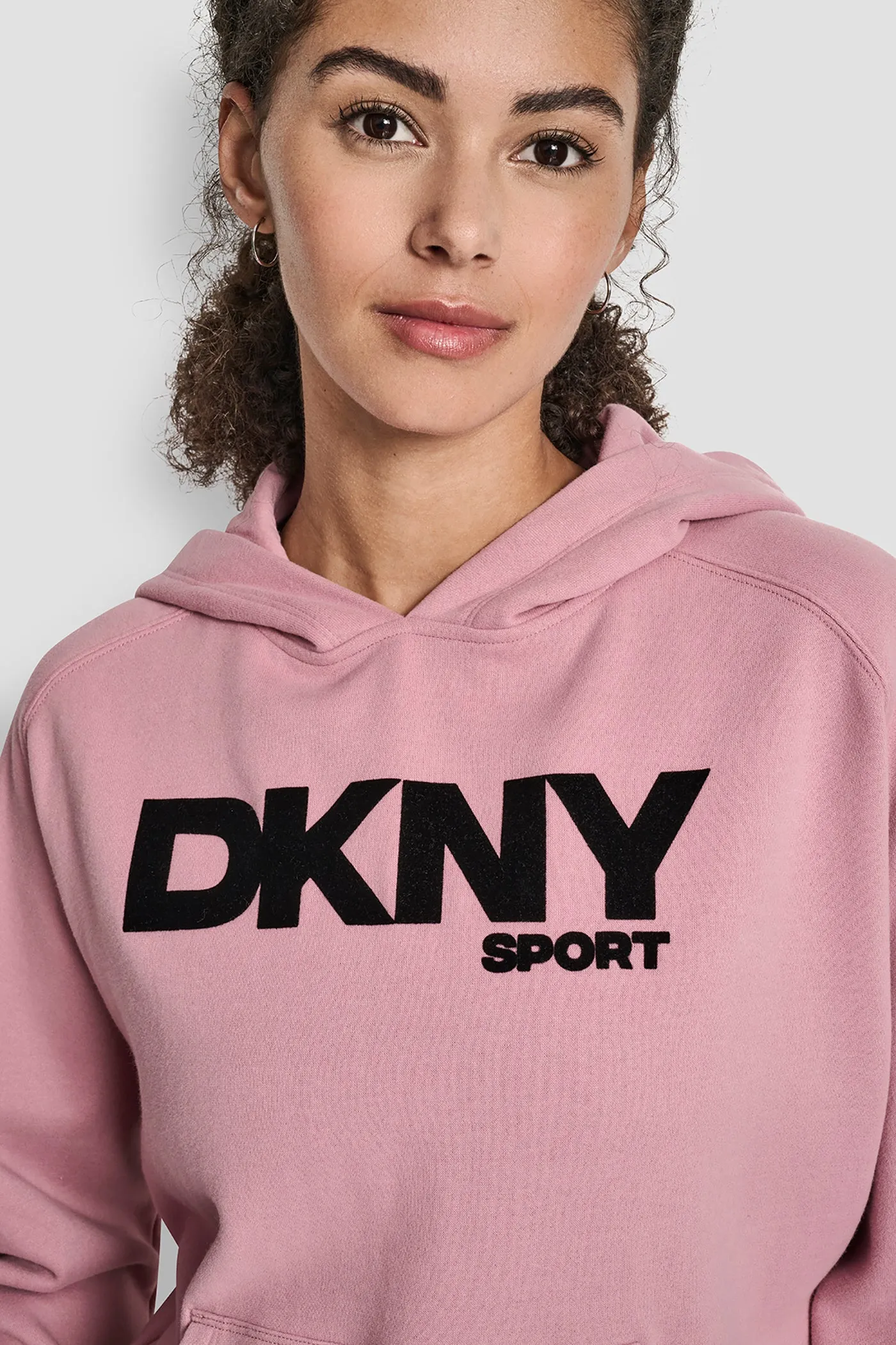 OVERSIZED FLOCKED LOGO PULLOVER HOODIE sold by DKNY product image thumbnail 4