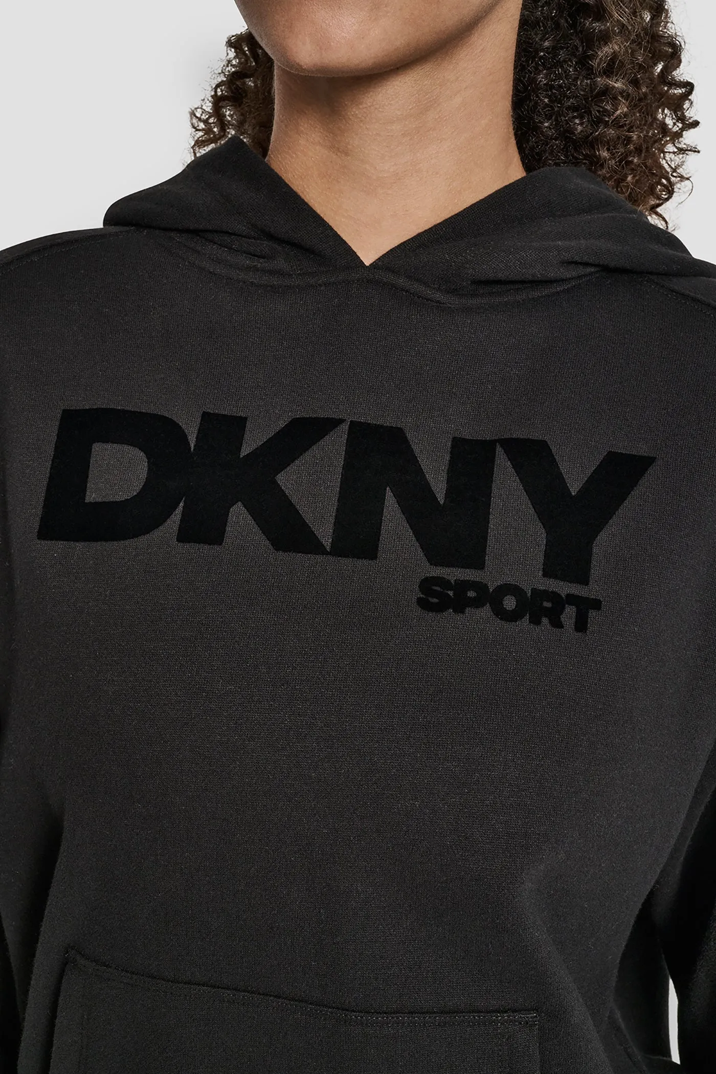 OVERSIZED FLOCKED LOGO PULLOVER HOODIE sold by DKNY product image thumbnail 4