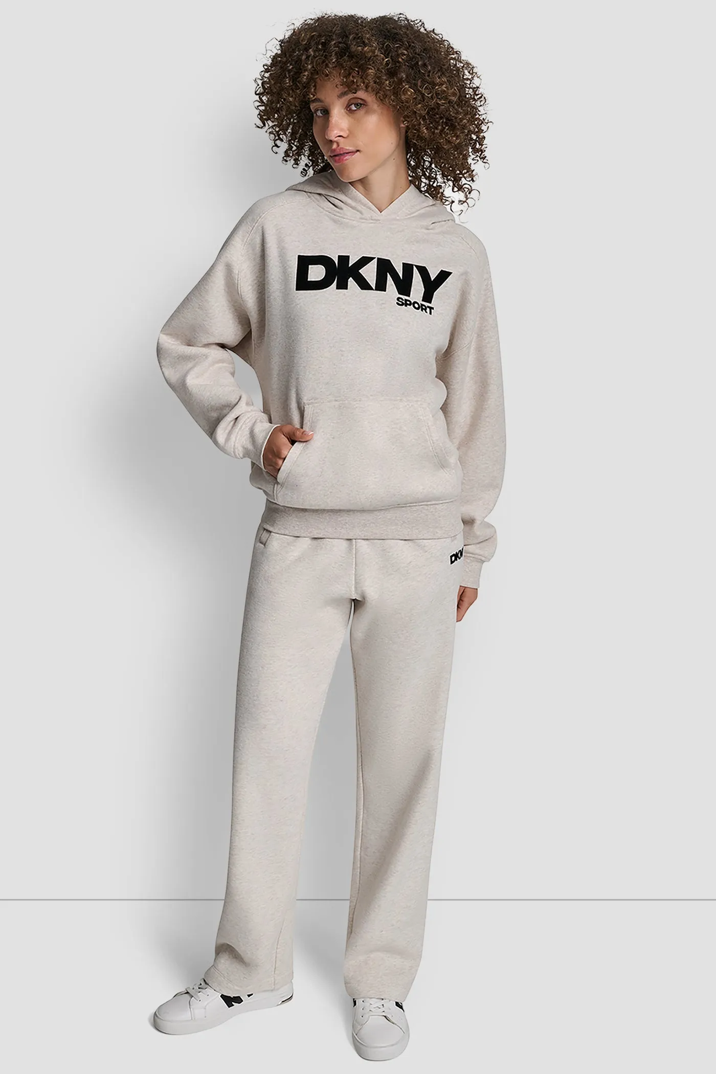 OVERSIZED FLOCKED LOGO PULLOVER HOODIE sold by DKNY product image thumbnail 5