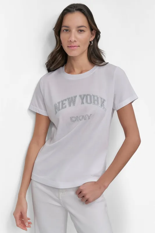 DKNY RHINESTONE STUD LOGO TEE sold by DKNY