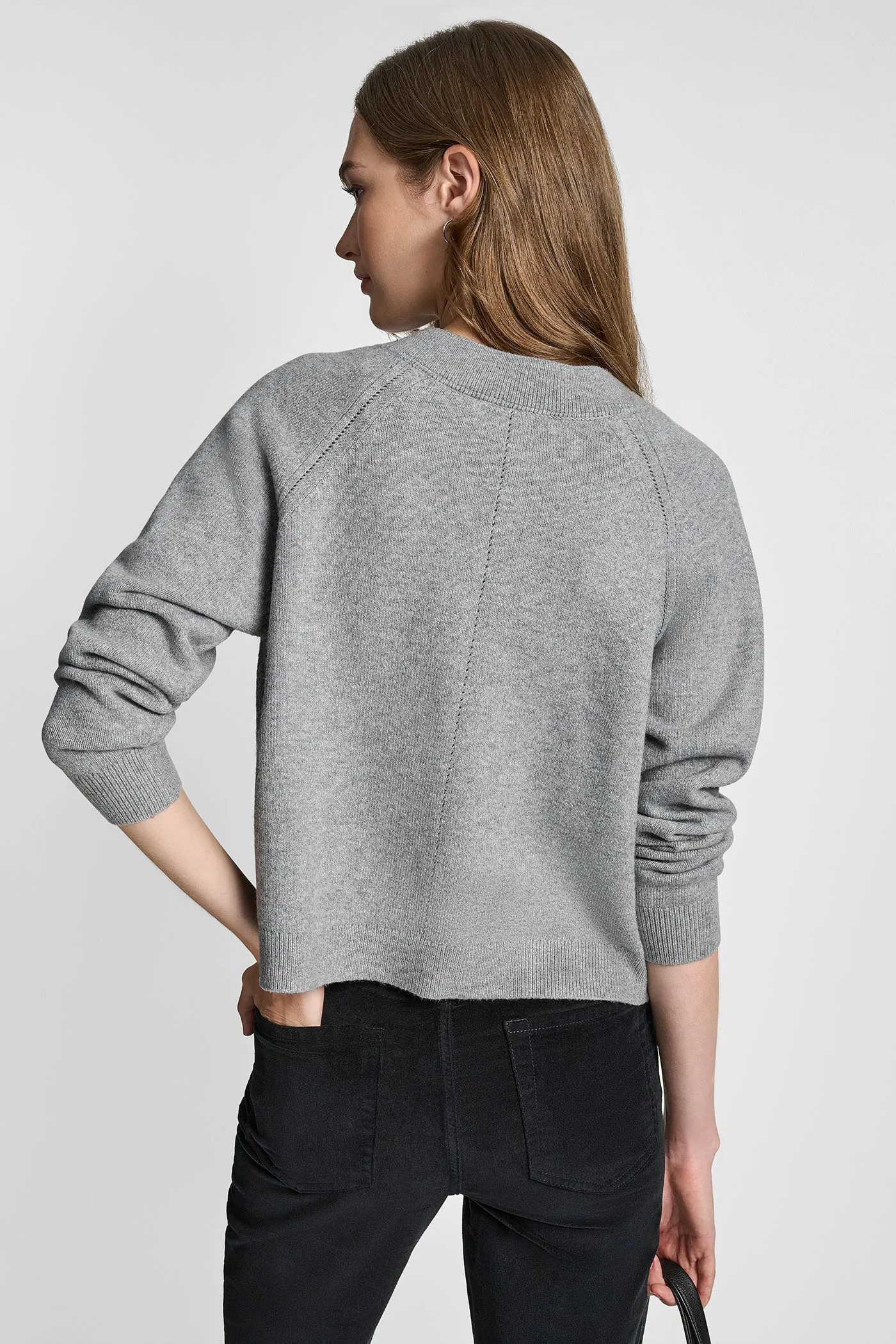 V-NECK RAGLAN CARDIGAN WITH REGAL BUTTONS sold by DKNY product image thumbnail 2