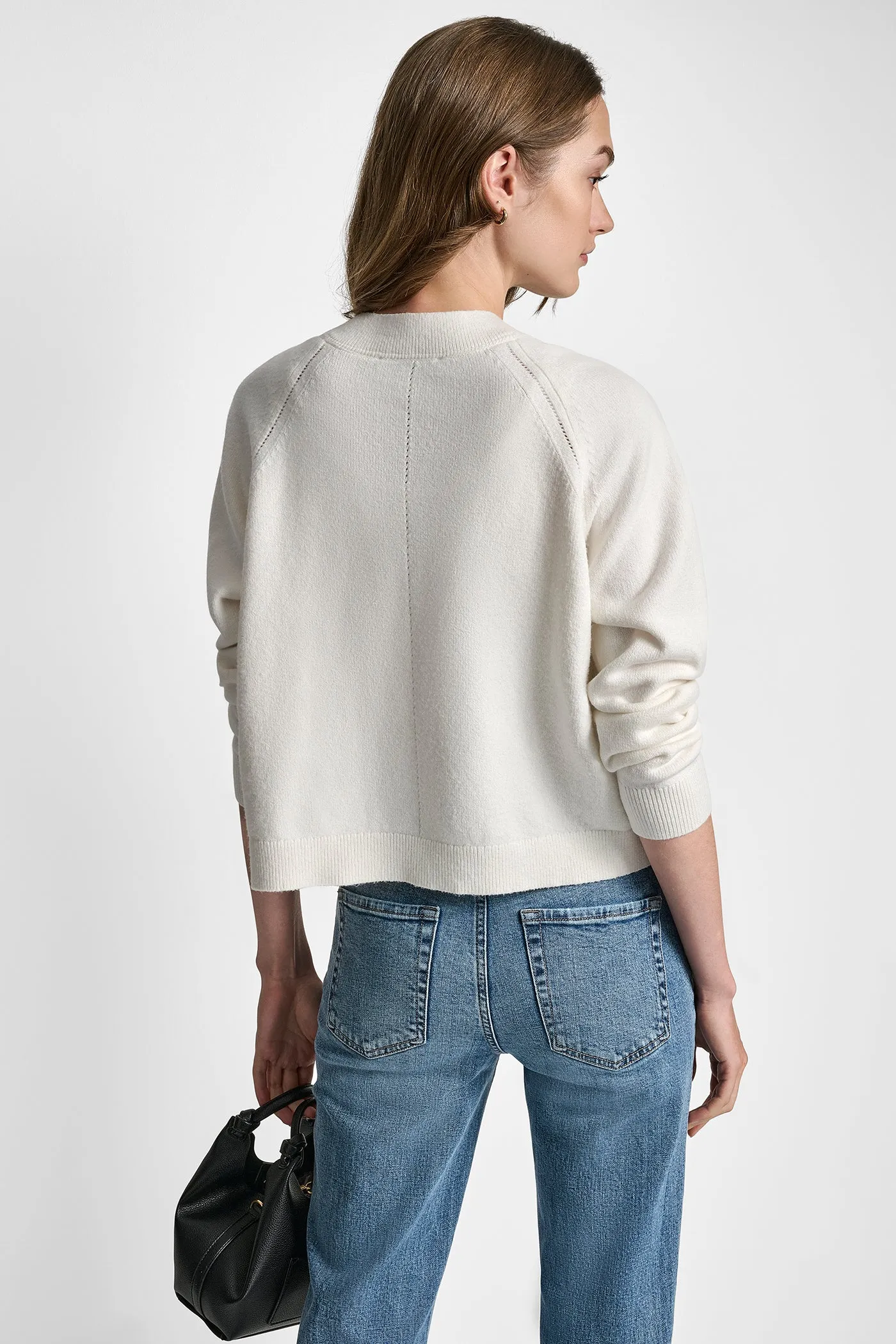 V-NECK RAGLAN CARDIGAN WITH REGAL BUTTONS sold by DKNY product image thumbnail 2