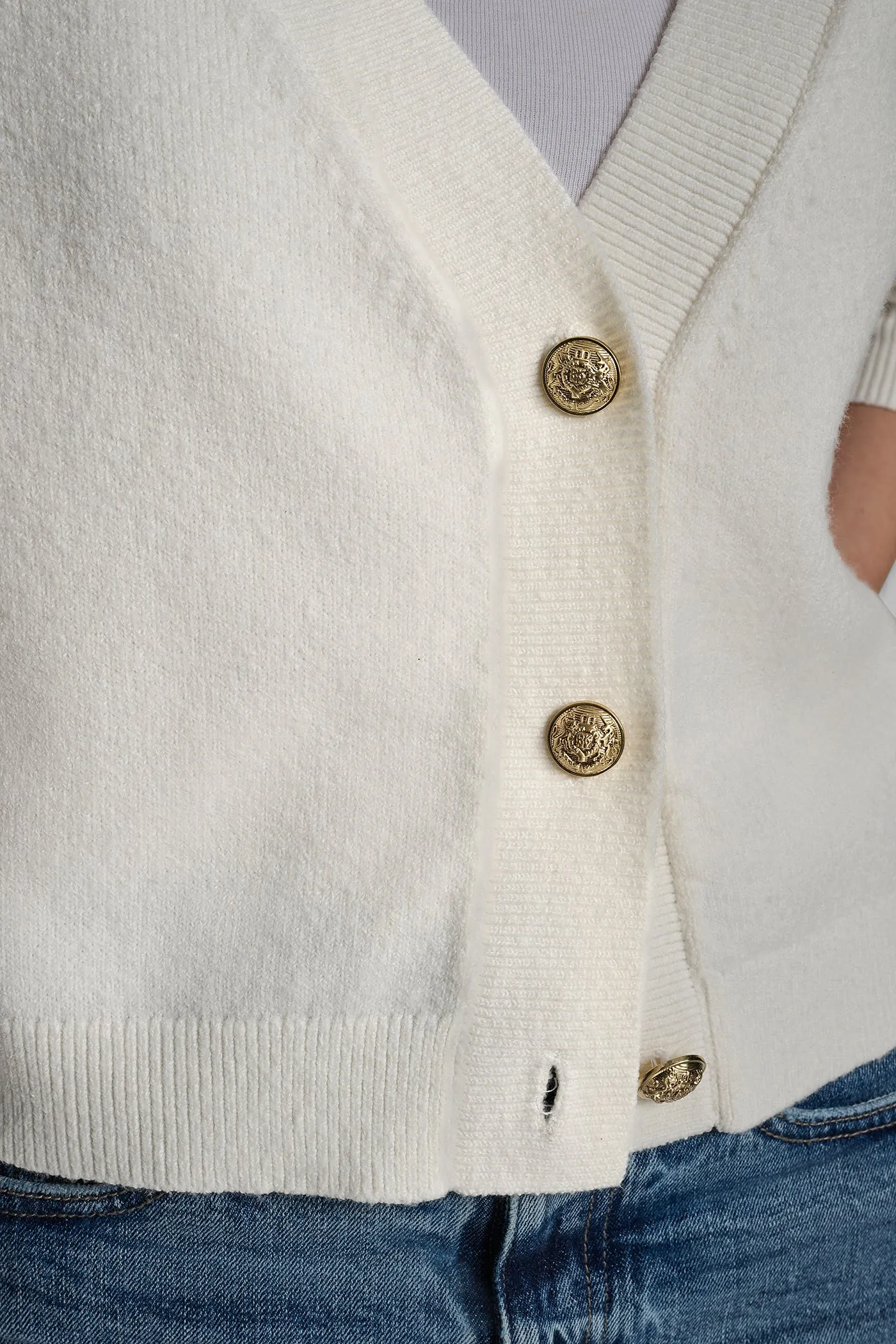 V-NECK RAGLAN CARDIGAN WITH REGAL BUTTONS sold by DKNY product image thumbnail 4