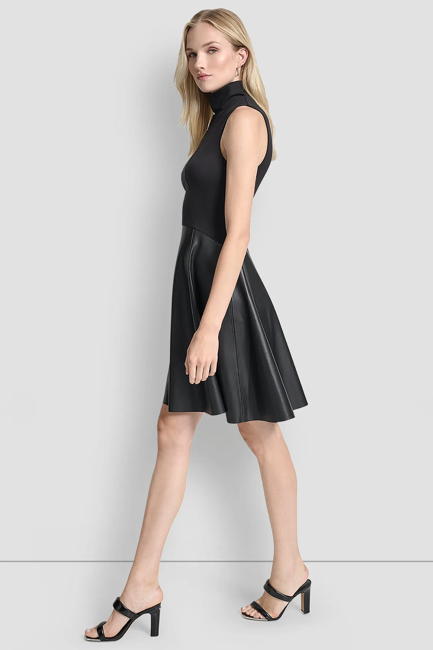 SLEEVELESS MOCK NECK SKATER DRESS sold by DKNY product image thumbnail 3