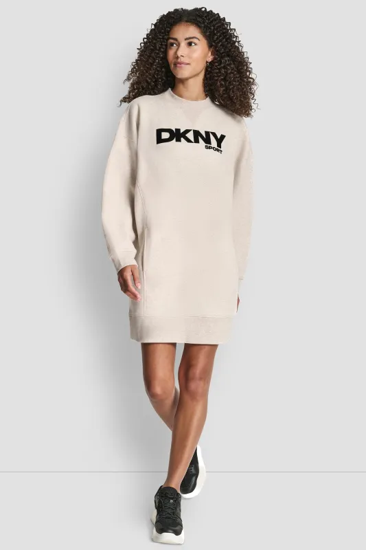 FLOCKED LOGO SHIFT SNEAKER DRESS sold by DKNY