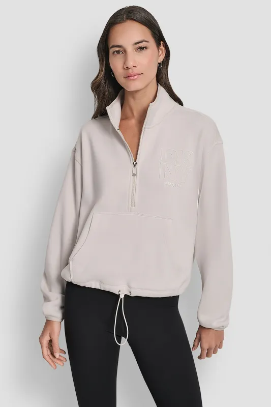 HALF ZIP PULLOVER WITH OUTLINE LOGO EMBROIDERY sold by DKNY