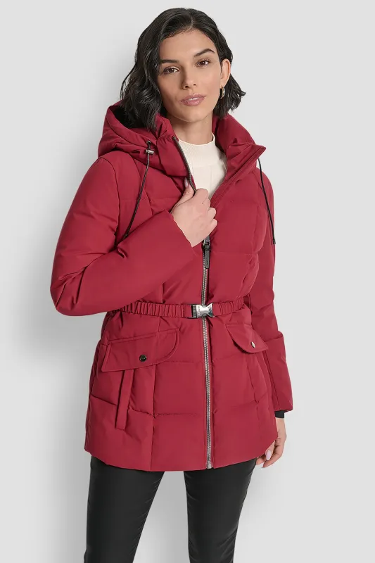 SHORT BELTED PUFFER JACKET sold by DKNY