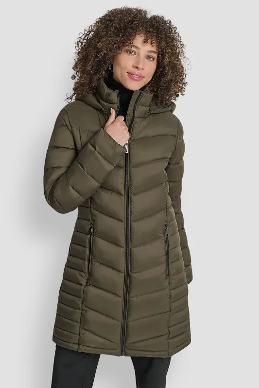 MIDI PUFFER JACKET WITH SIDE POCKETS sold by DKNY