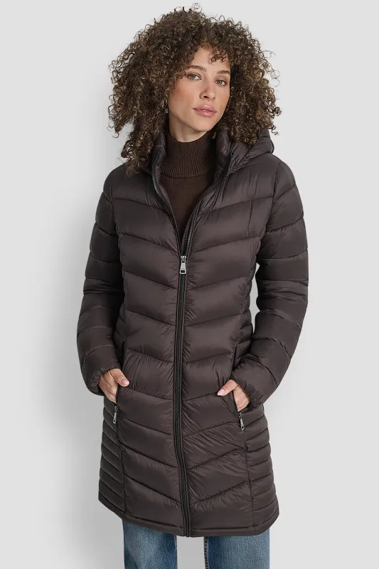 MIDI PUFFER JACKET WITH SIDE POCKETS sold by DKNY