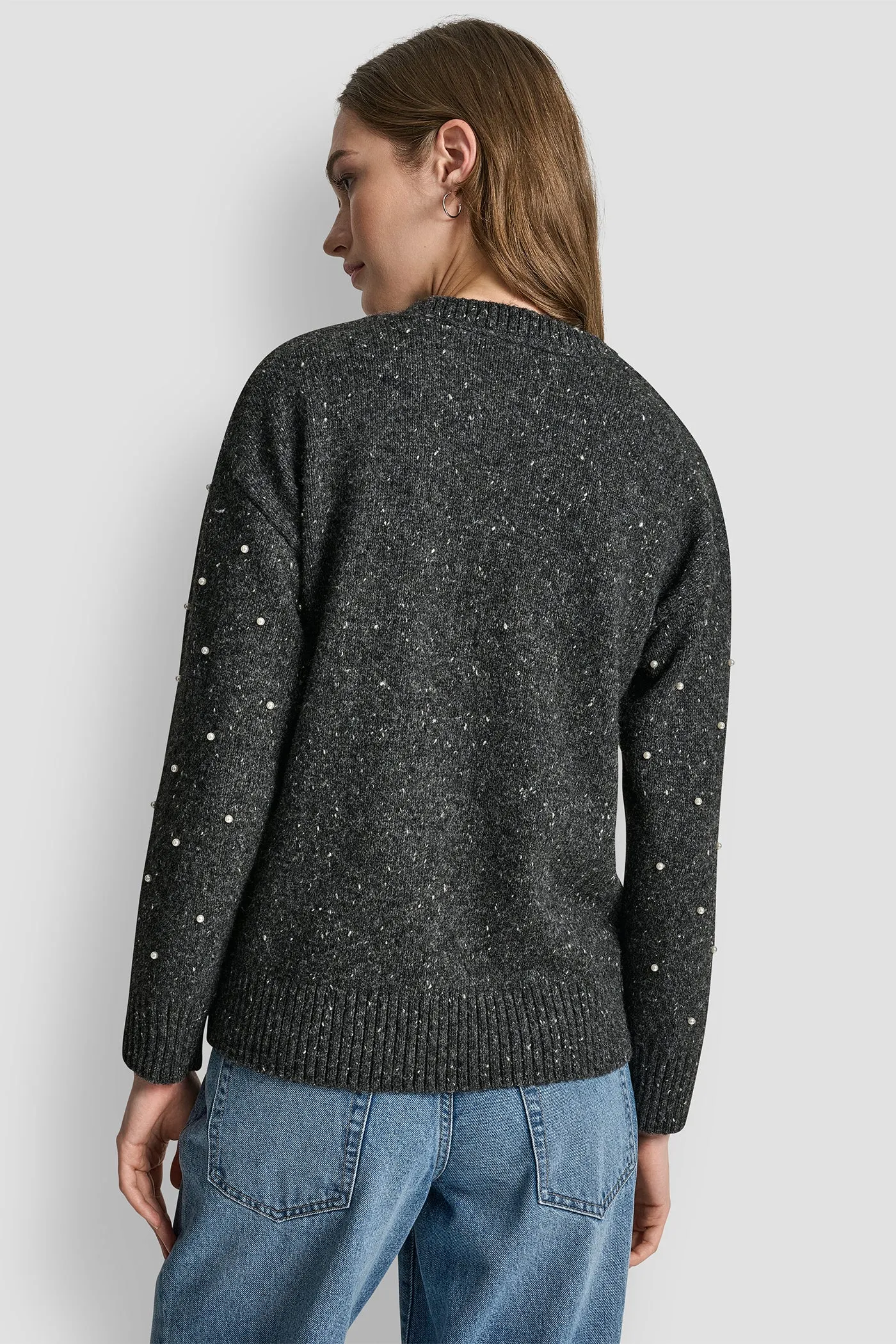 LONG SLEEVE RELAXED CREWNECK ALLOVER PEARL SWEATER sold by DKNY product image thumbnail 2
