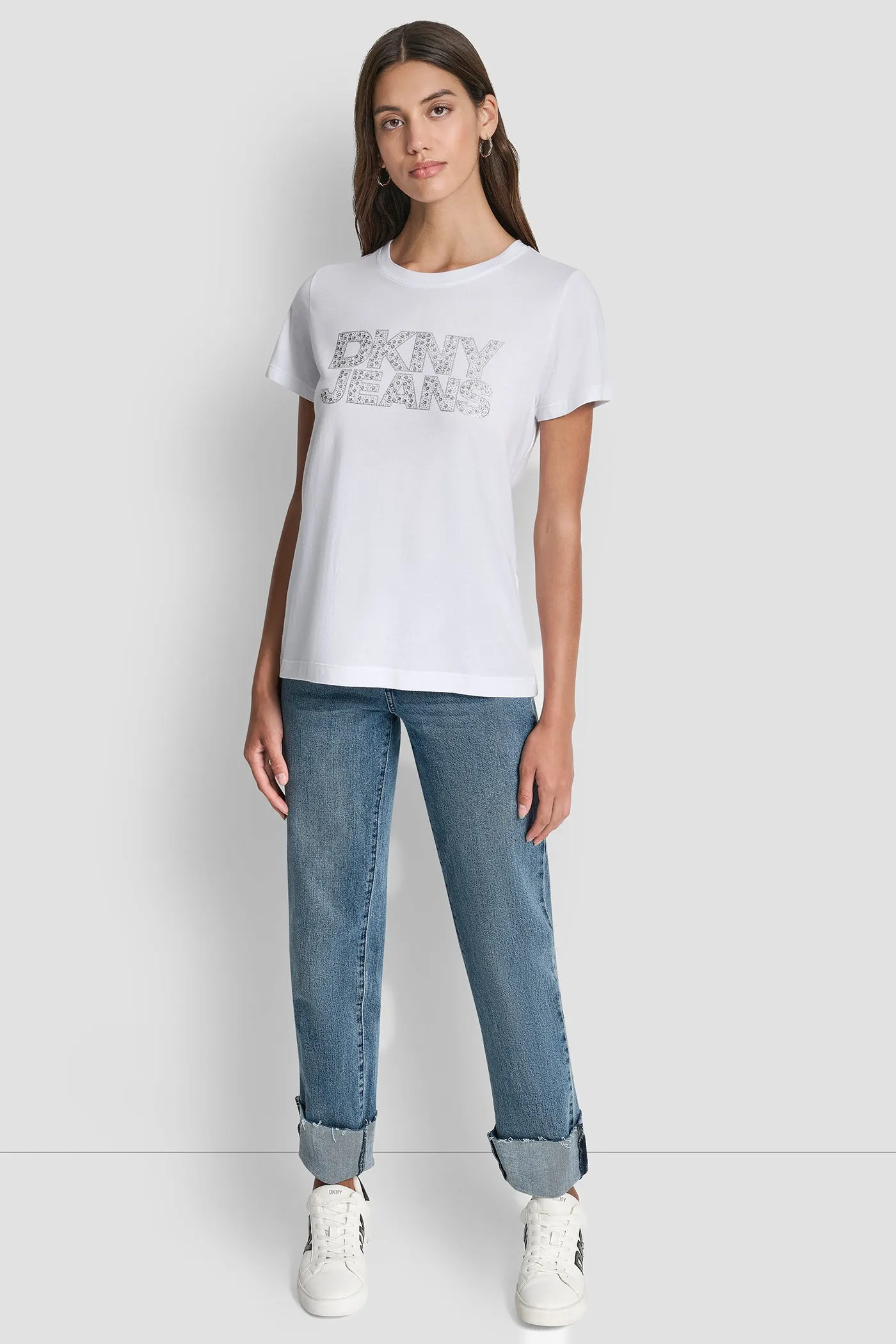 DKNY JEANS STACKED MINI RHINESTONE LOGO CREW NECK sold by DKNY product image thumbnail 5