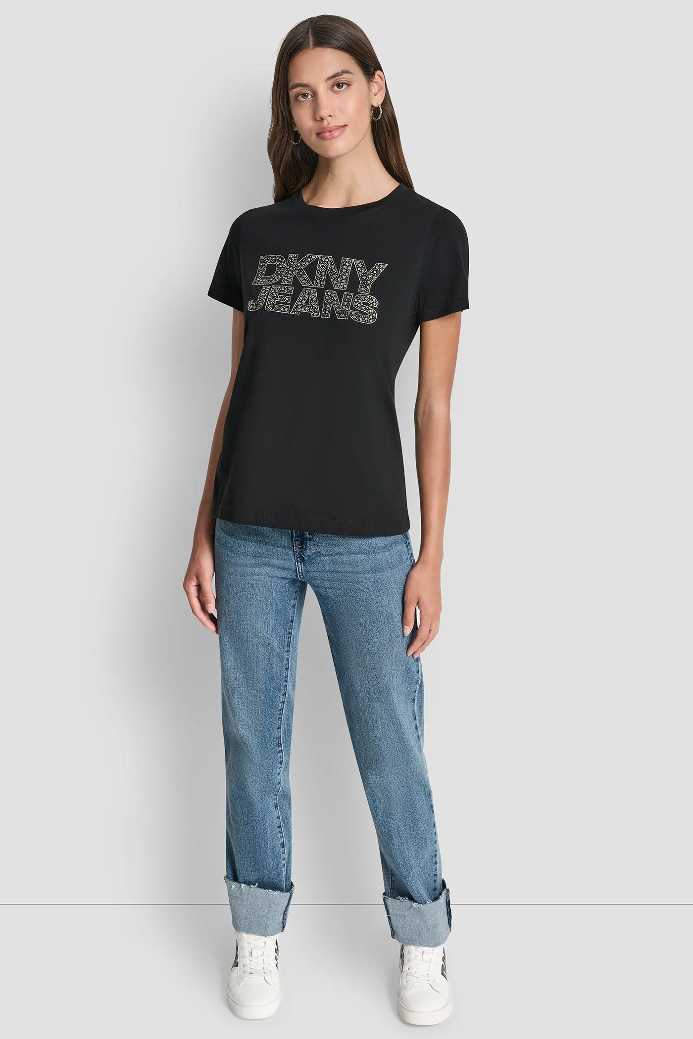 DKNY JEANS STACKED MINI RHINESTONE LOGO CREW NECK sold by DKNY product image thumbnail 4