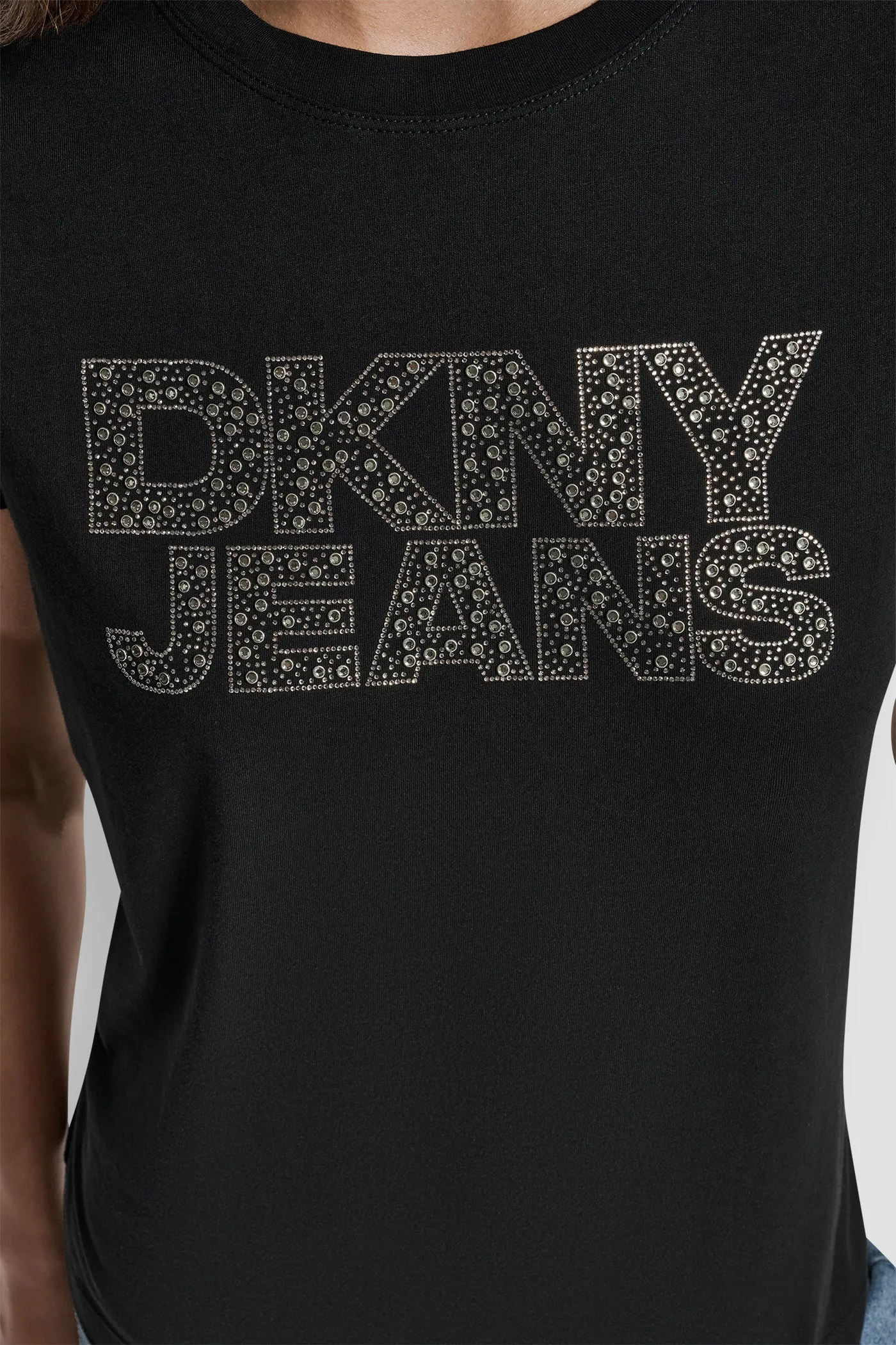 DKNY JEANS STACKED MINI RHINESTONE LOGO CREW NECK sold by DKNY product image thumbnail 5