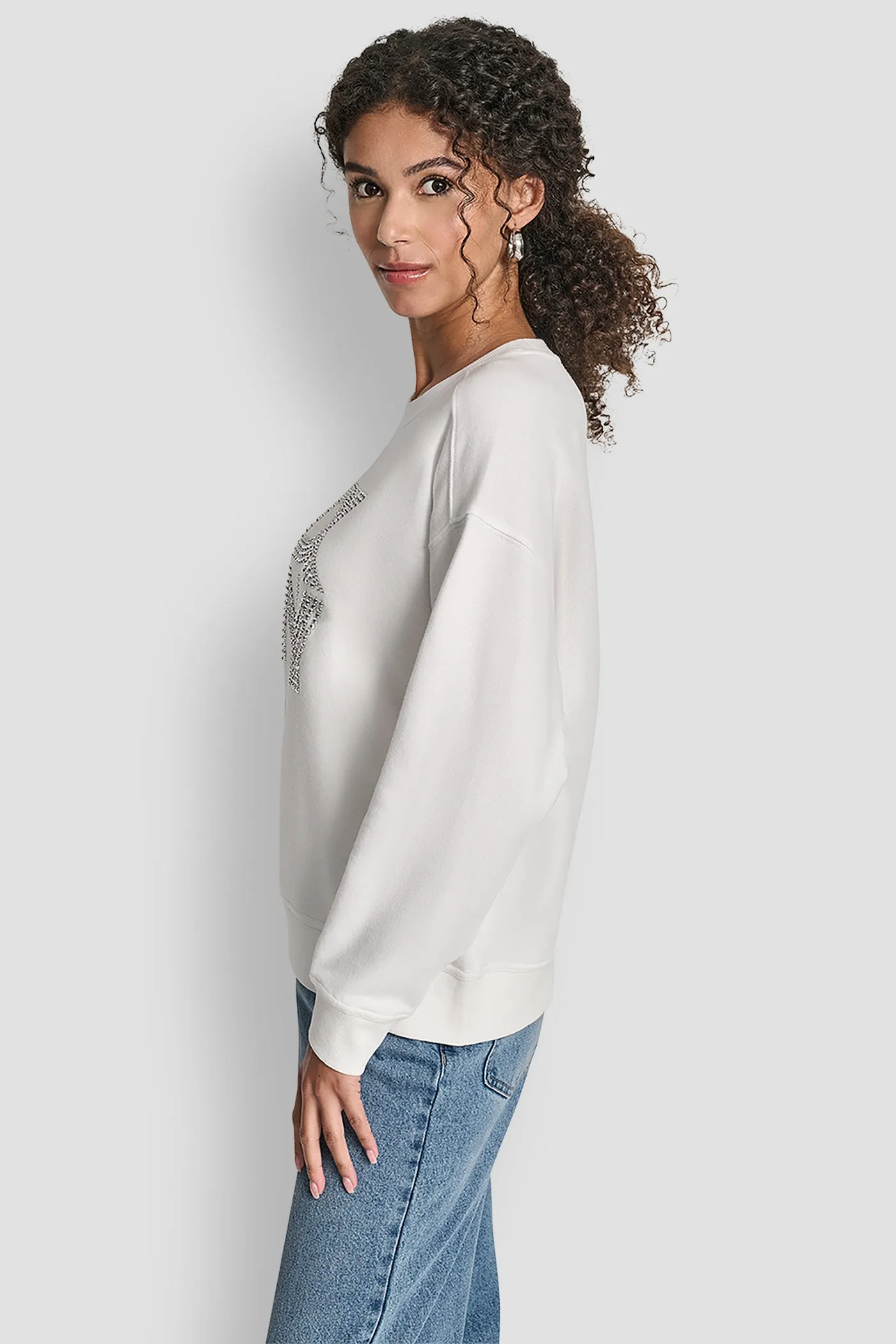 DKNY NEW YORK STACKED MIXED RHINESTONE LOGO SWEATSHIRT sold by DKNY product image thumbnail 3