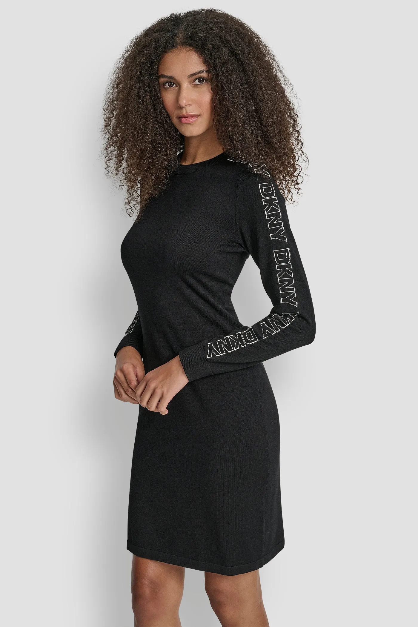 LONG SLEEVE KNIT LOGO DRESS sold by DKNY product image thumbnail 3
