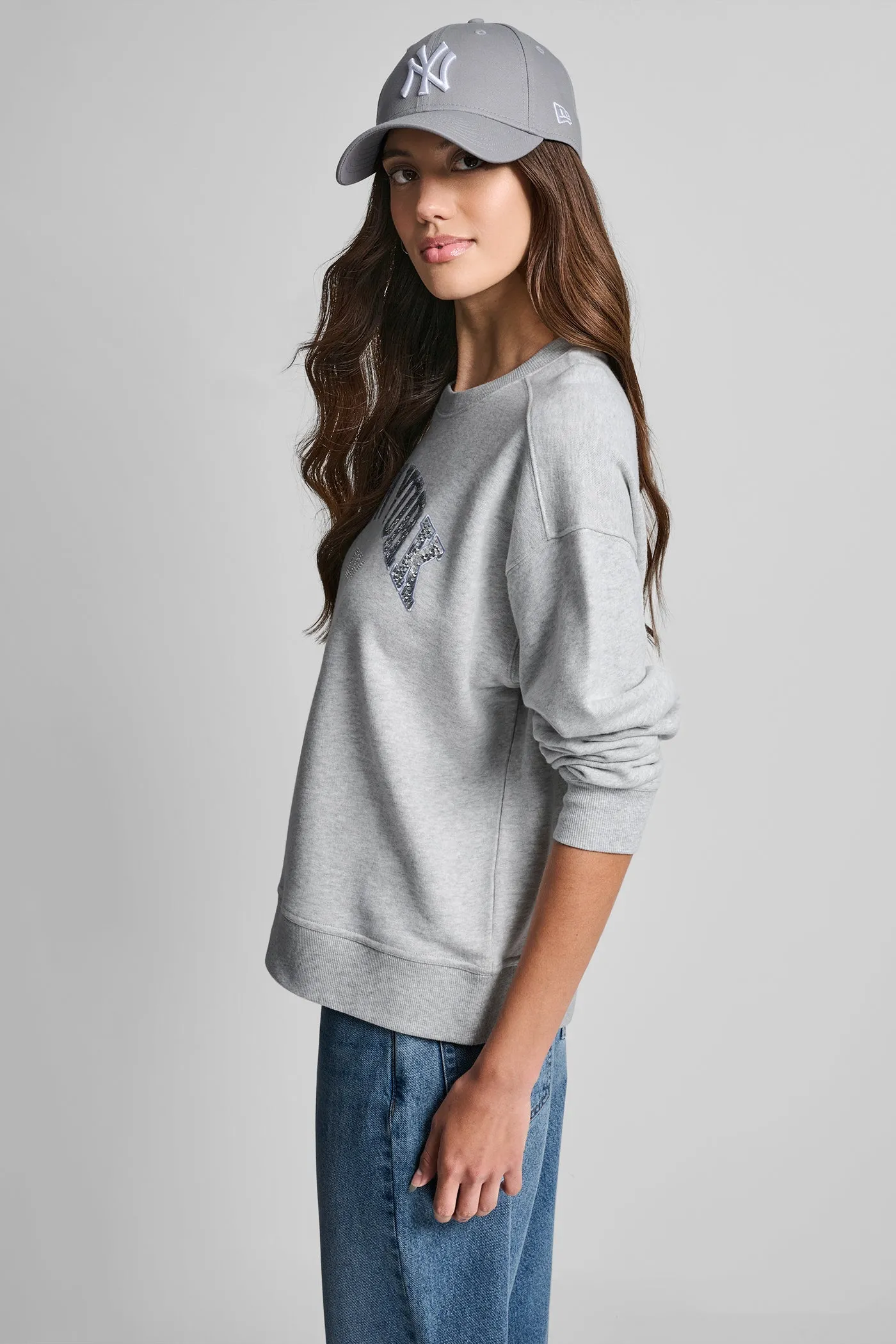 RHINESTONE STUD LOGO CREW NECK SWEATSHIRT sold by DKNY product image thumbnail 3