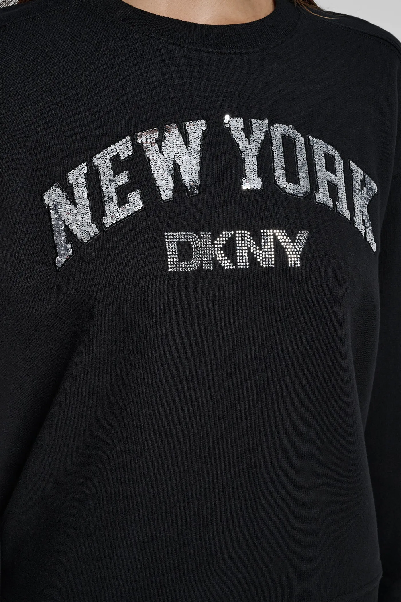 RHINESTONE STUD LOGO CREW NECK SWEATSHIRT sold by DKNY product image thumbnail 5