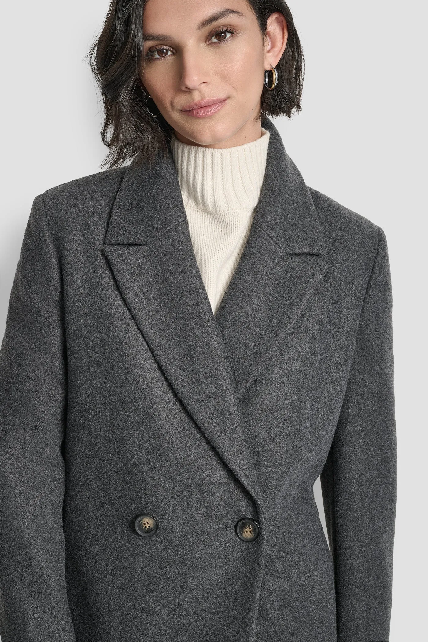 DOUBLE BREASTED FAUX WOOL COAT sold by DKNY product image thumbnail 4