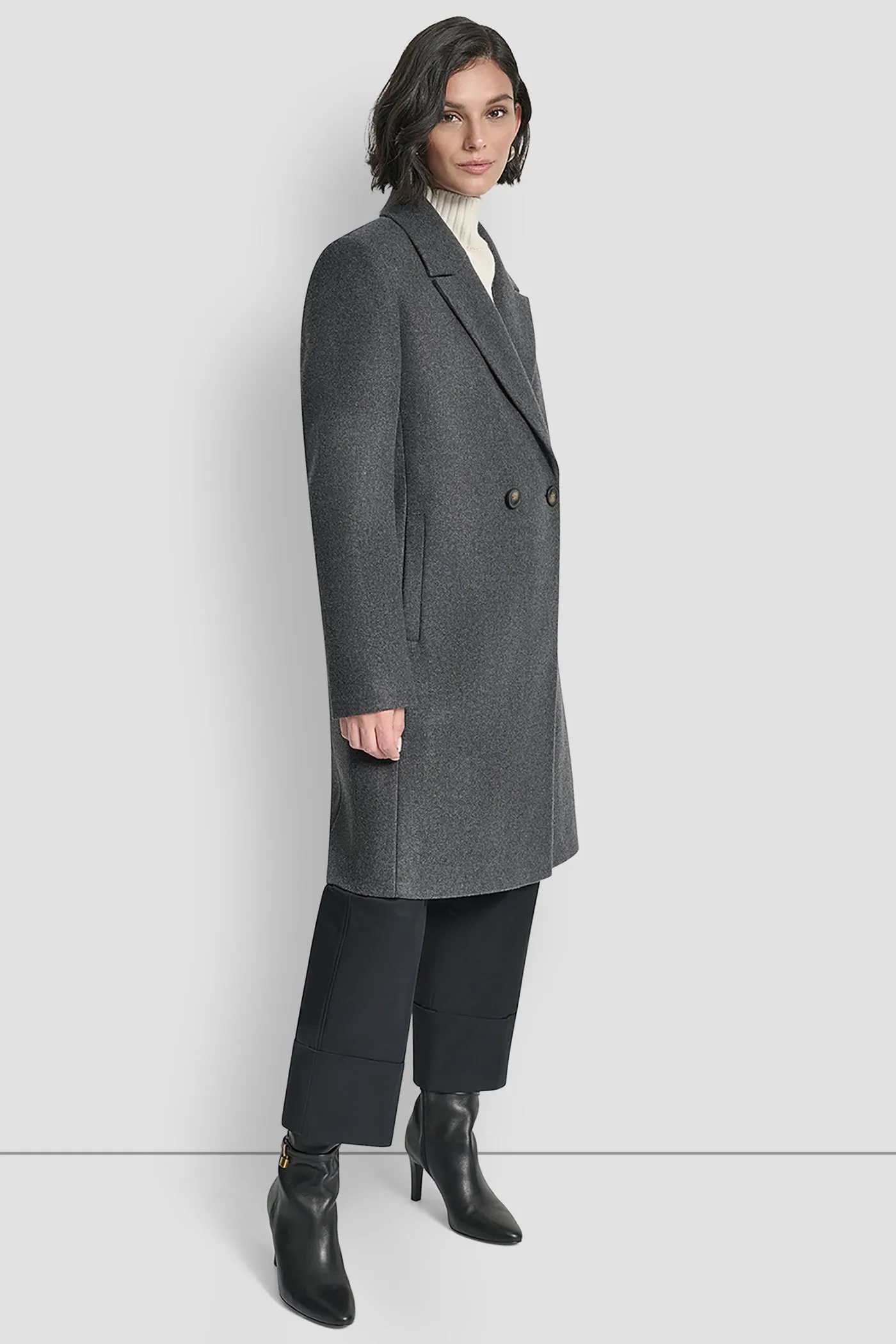 DOUBLE BREASTED FAUX WOOL COAT sold by DKNY product image thumbnail 3