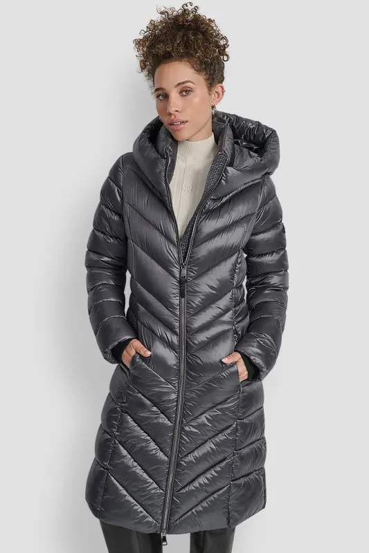 FULL LENGTH HOODED PUFFER sold by DKNY