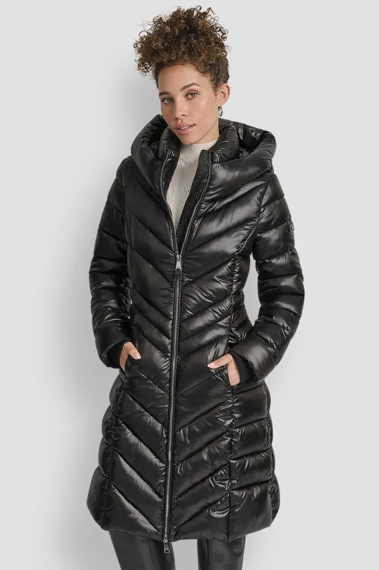 FULL LENGTH HOODED PUFFER sold by DKNY