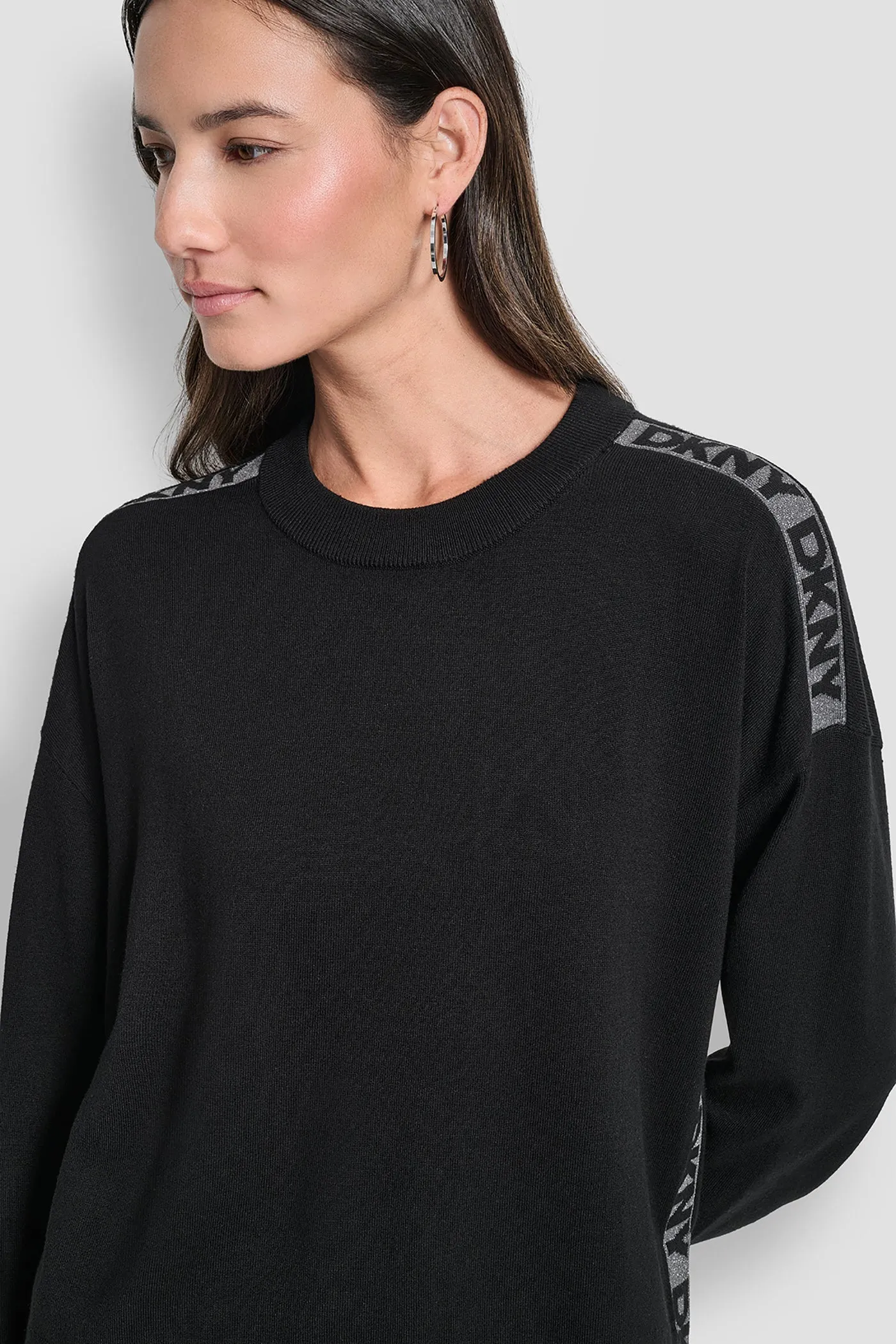 LONG SLEEVE LOGO TAPE LUREX SWEATER sold by DKNY product image thumbnail 4