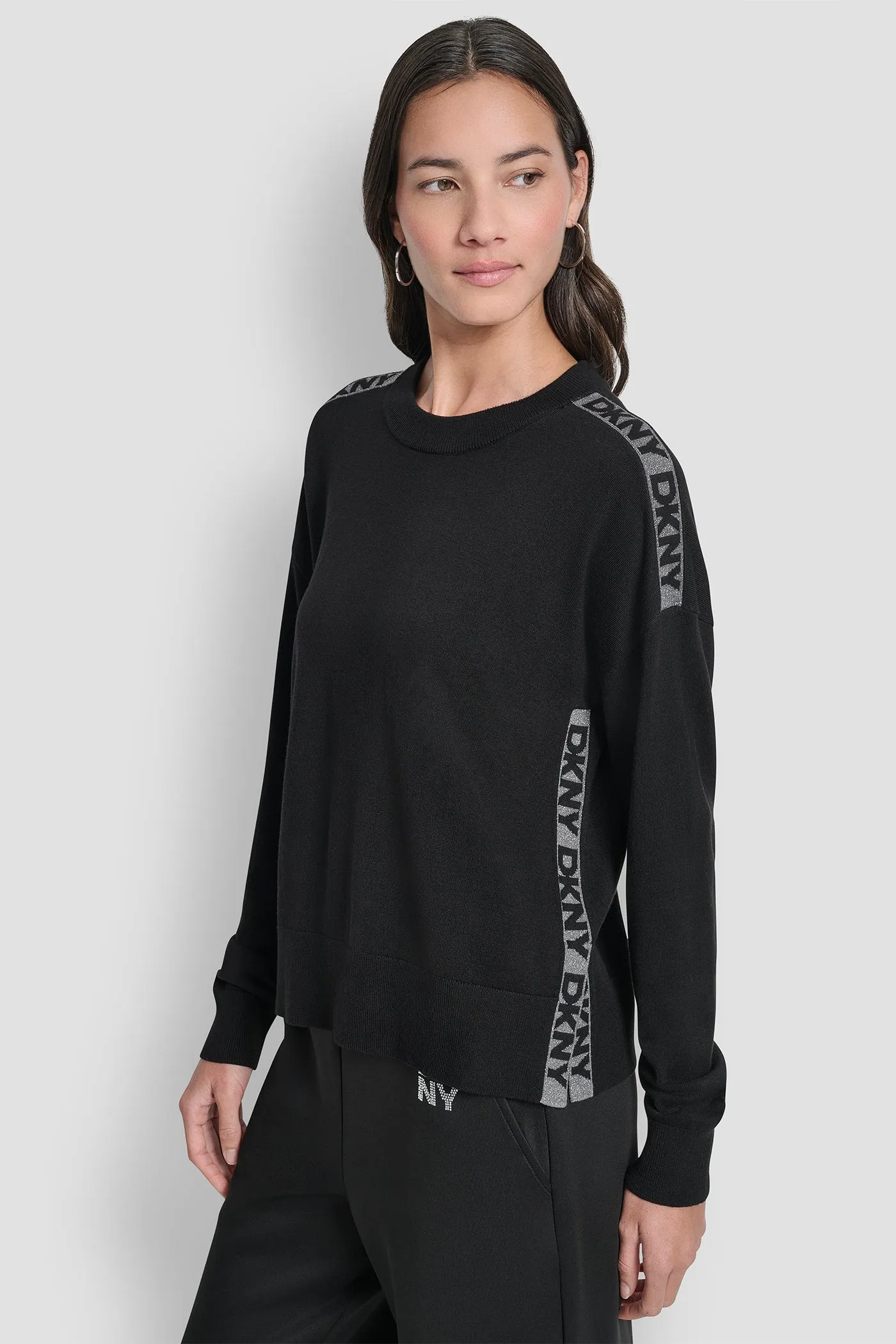 LONG SLEEVE LOGO TAPE LUREX SWEATER sold by DKNY product image thumbnail 3