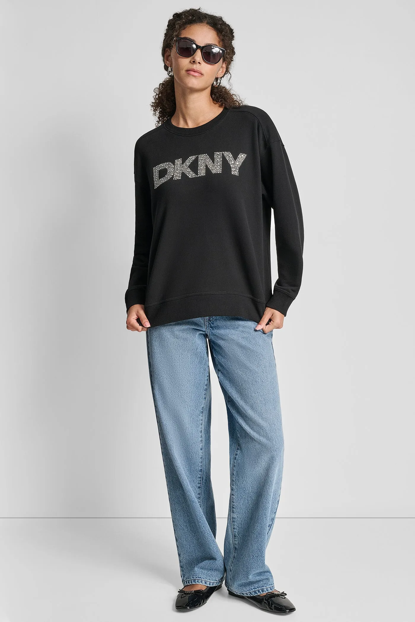 DKNY RHINESTONE STUD LOGO CREW NECK SWEATSHIRT sold by DKNY product image thumbnail 4