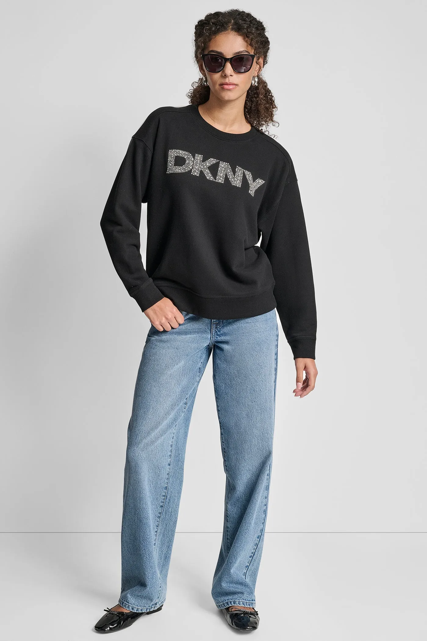 DKNY RHINESTONE STUD LOGO CREW NECK SWEATSHIRT sold by DKNY product image thumbnail 5