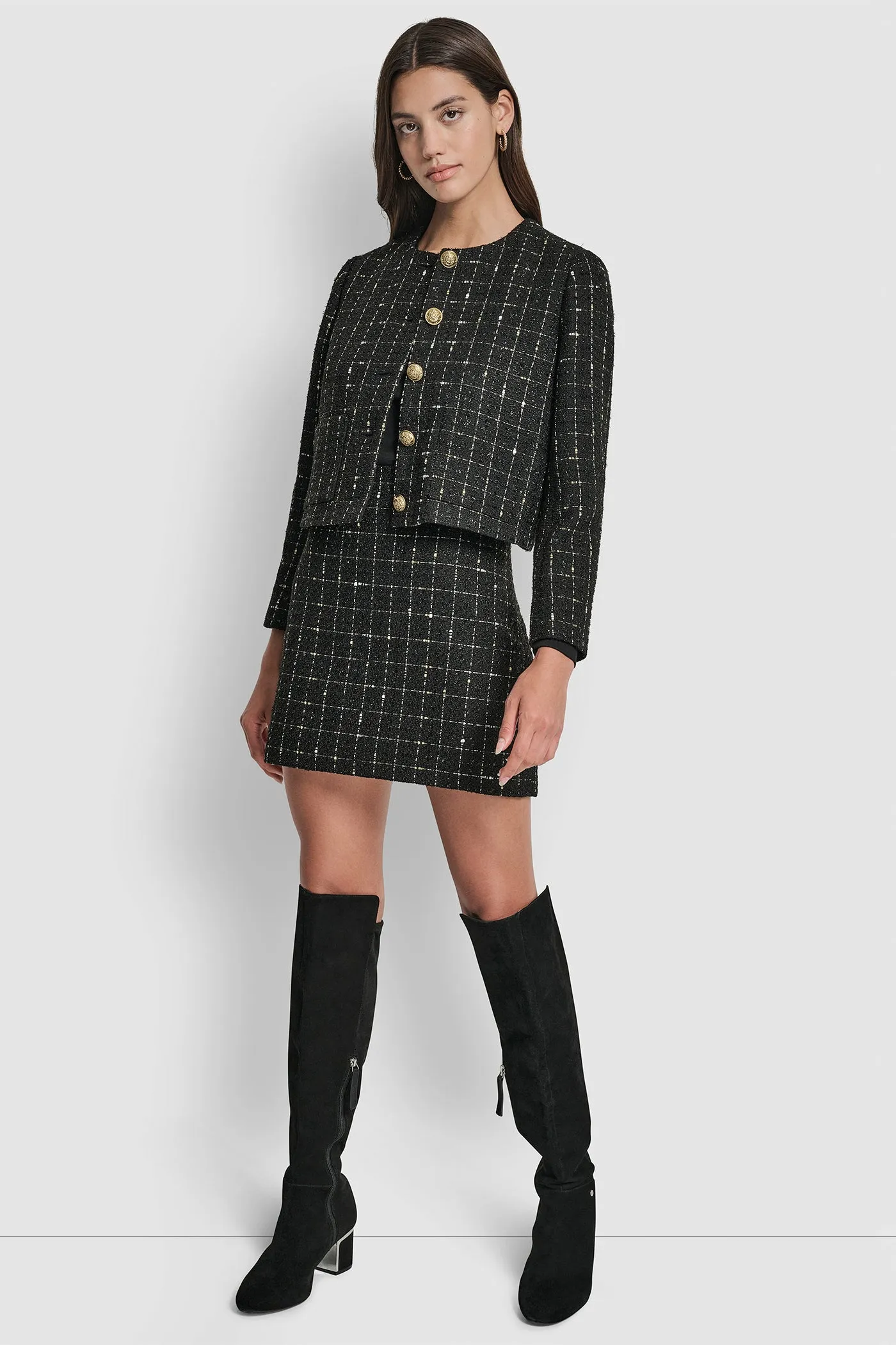 CROPPED BOUCLE TWEED JACKET sold by DKNY product image thumbnail 5