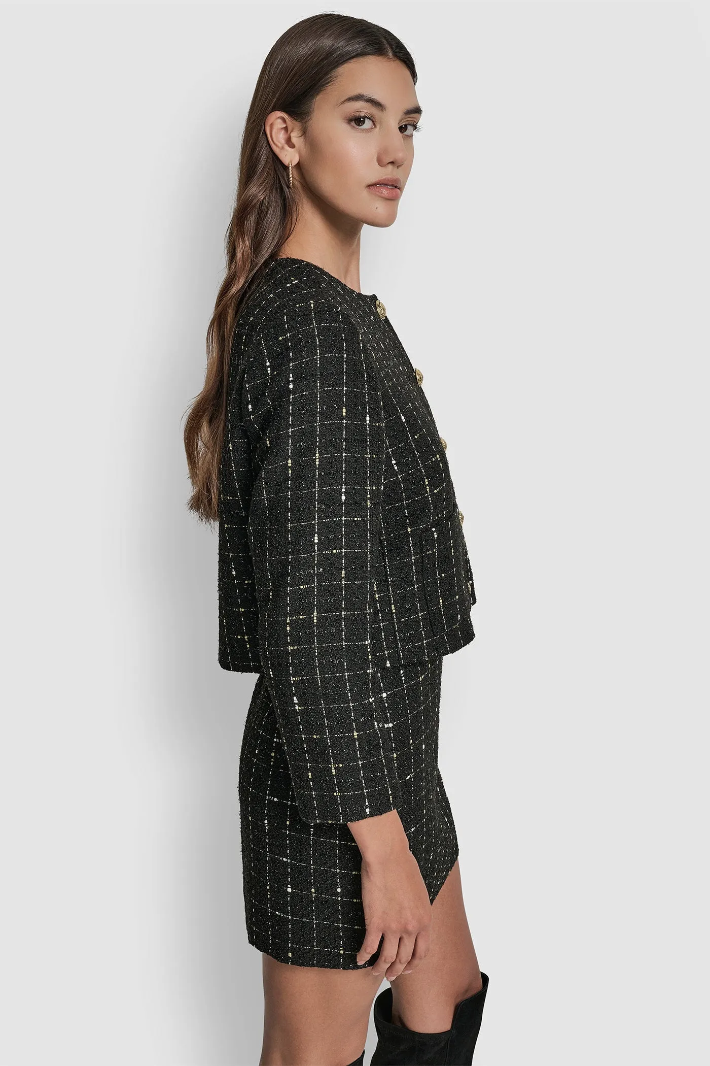CROPPED BOUCLE TWEED JACKET sold by DKNY product image thumbnail 3