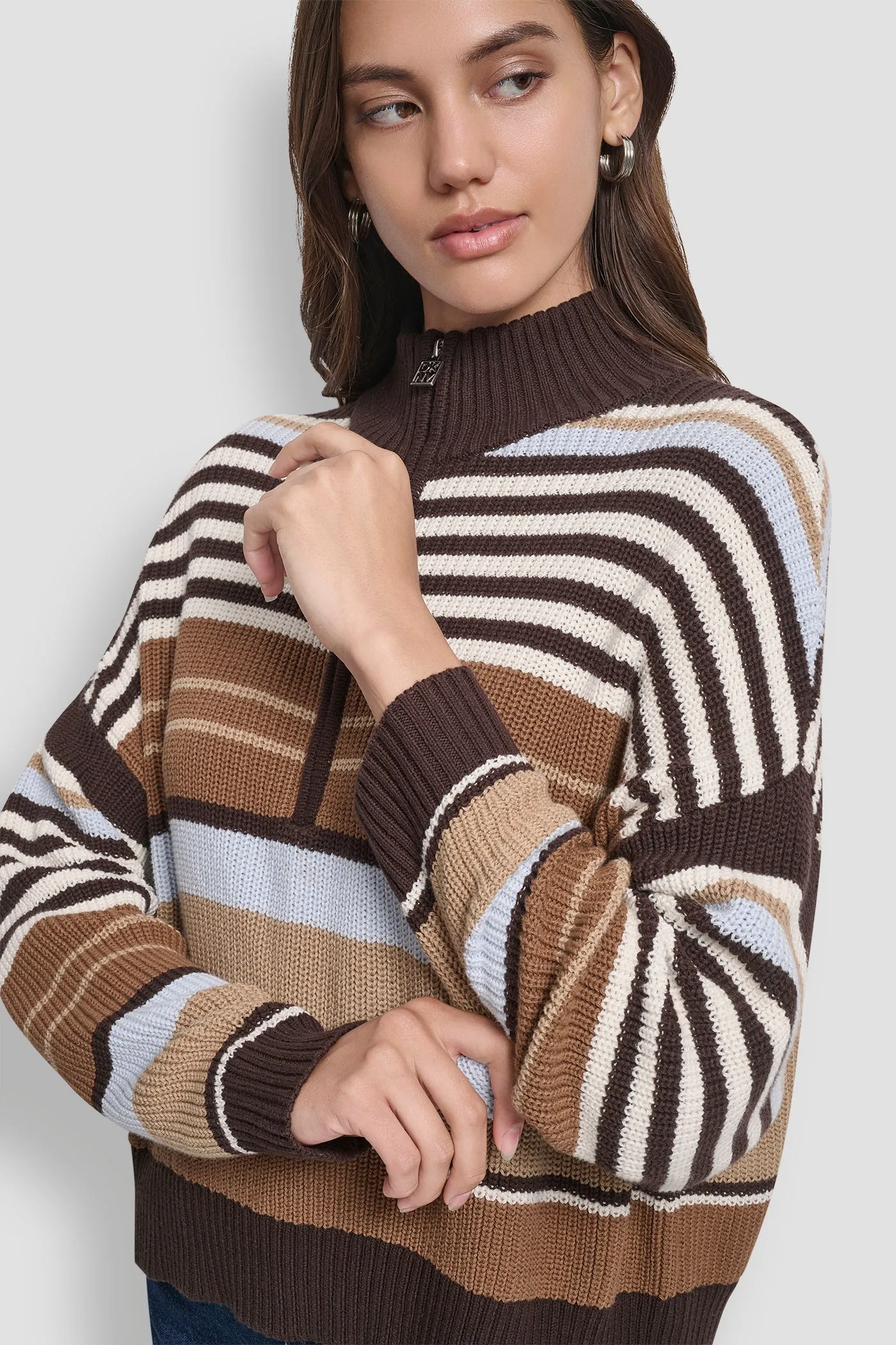 STRIPED 1/4 ZIP SWEATER sold by DKNY product image thumbnail 5