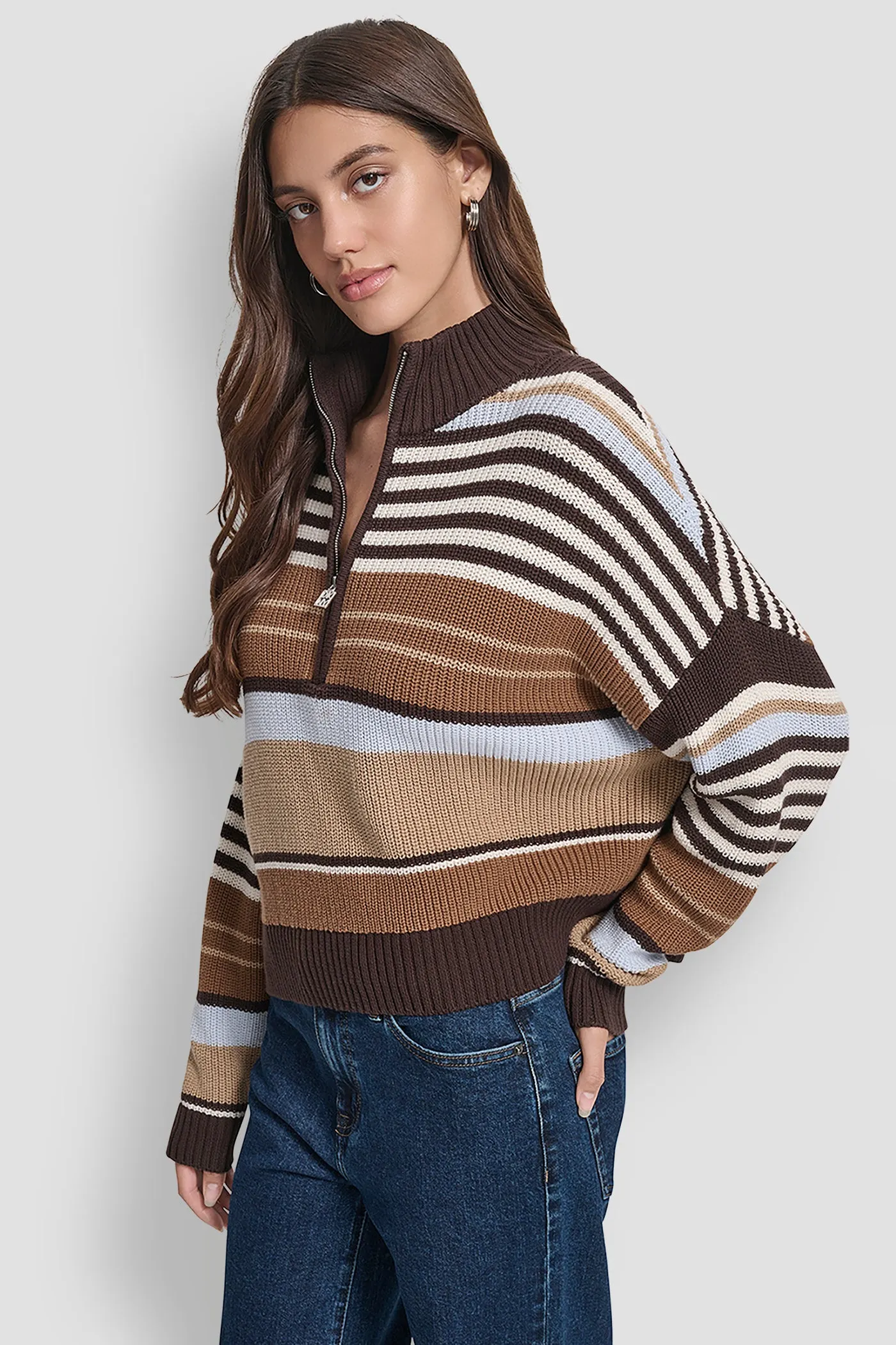 STRIPED 1/4 ZIP SWEATER sold by DKNY product image thumbnail 3