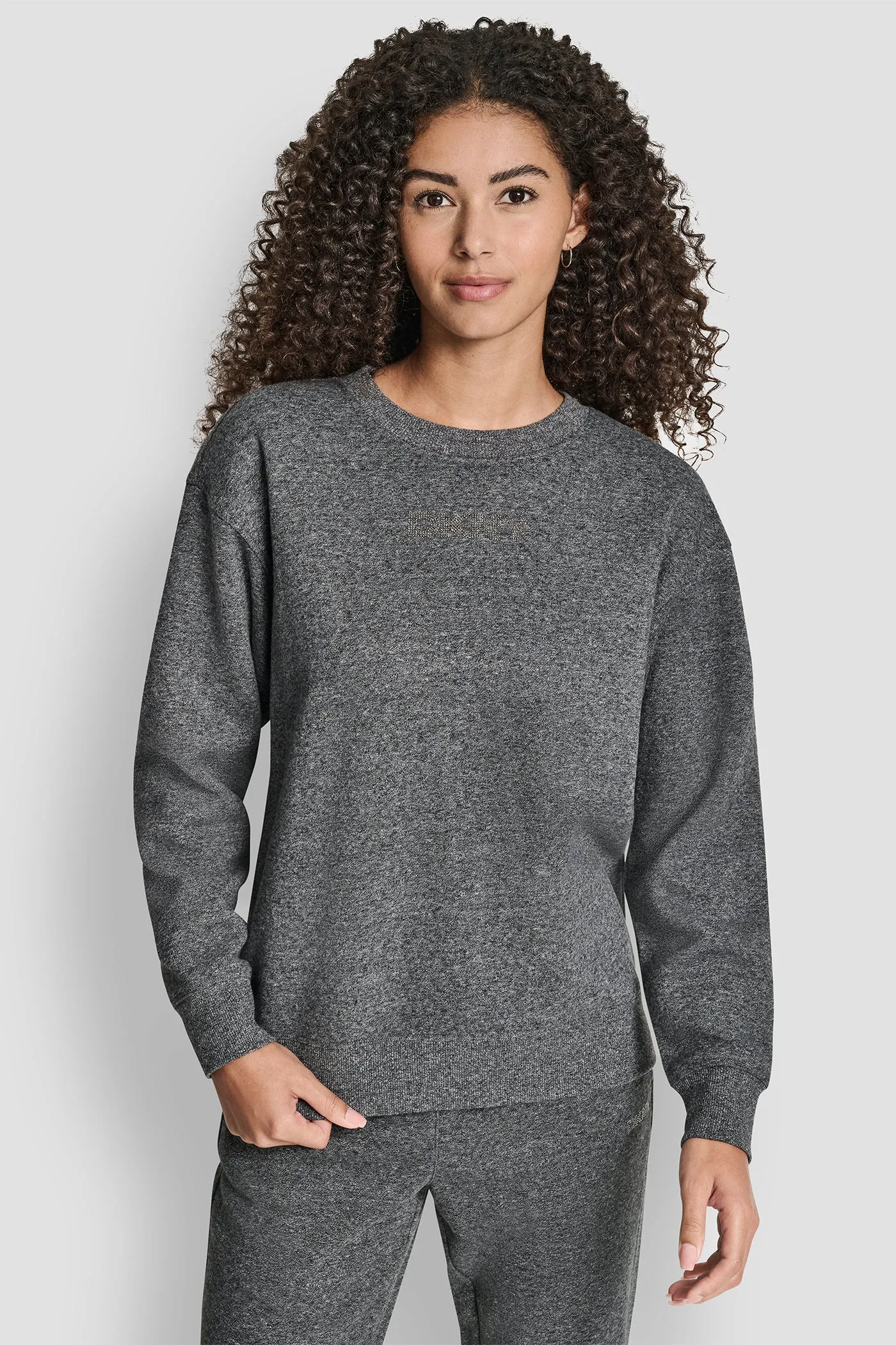 RHINESTONE LOGO NOLITA CREW NECK SWEATSHIRT sold by DKNY