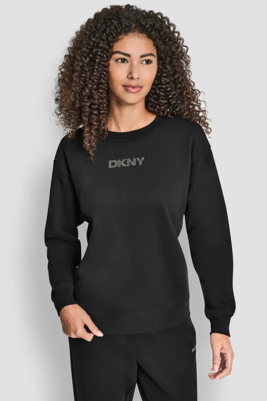 RHINESTONE LOGO NOLITA CREW NECK SWEATSHIRT sold by DKNY
