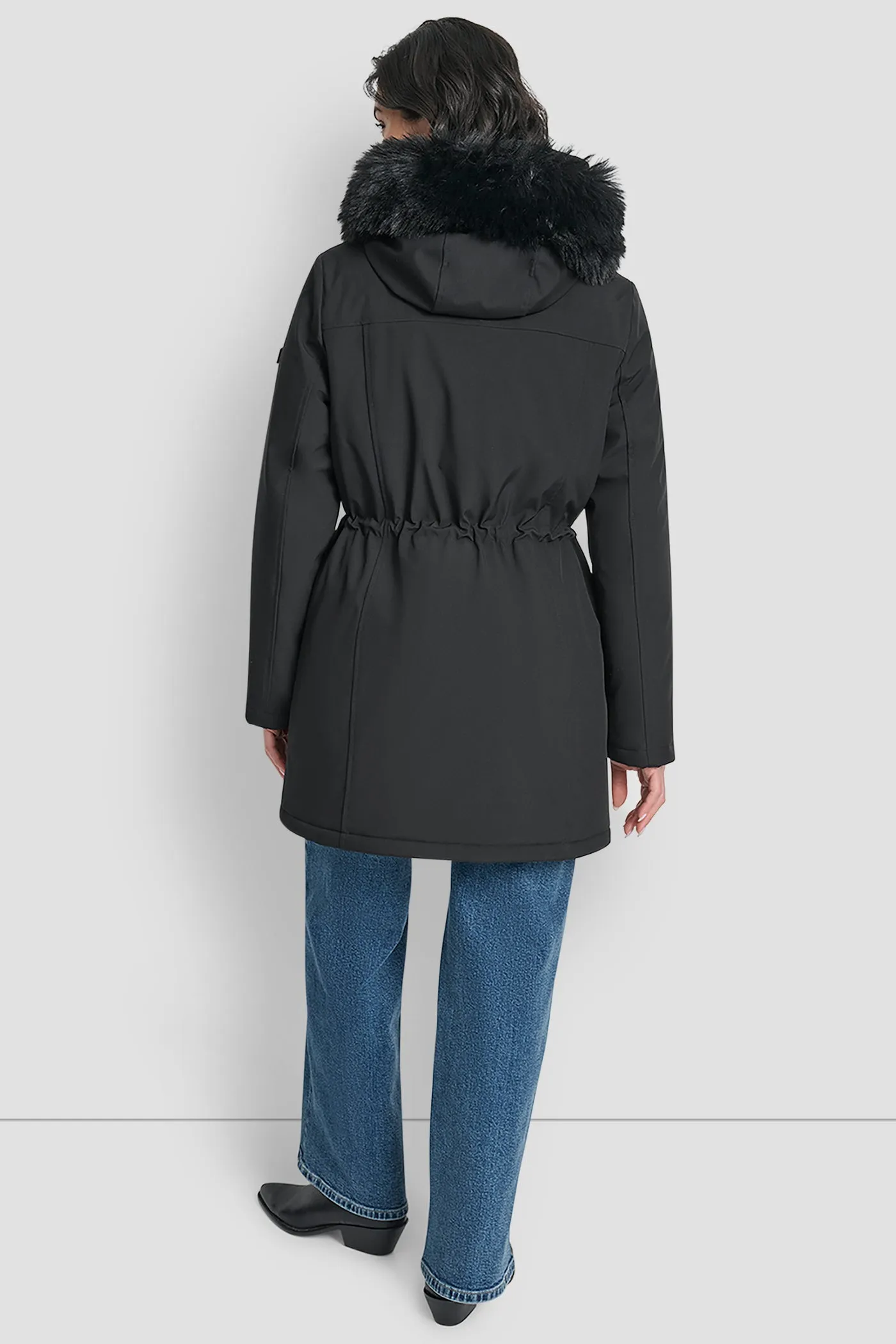 FAUX FUR TRIM HOODED ANONRAK WAIST COAT sold by DKNY product image thumbnail 2