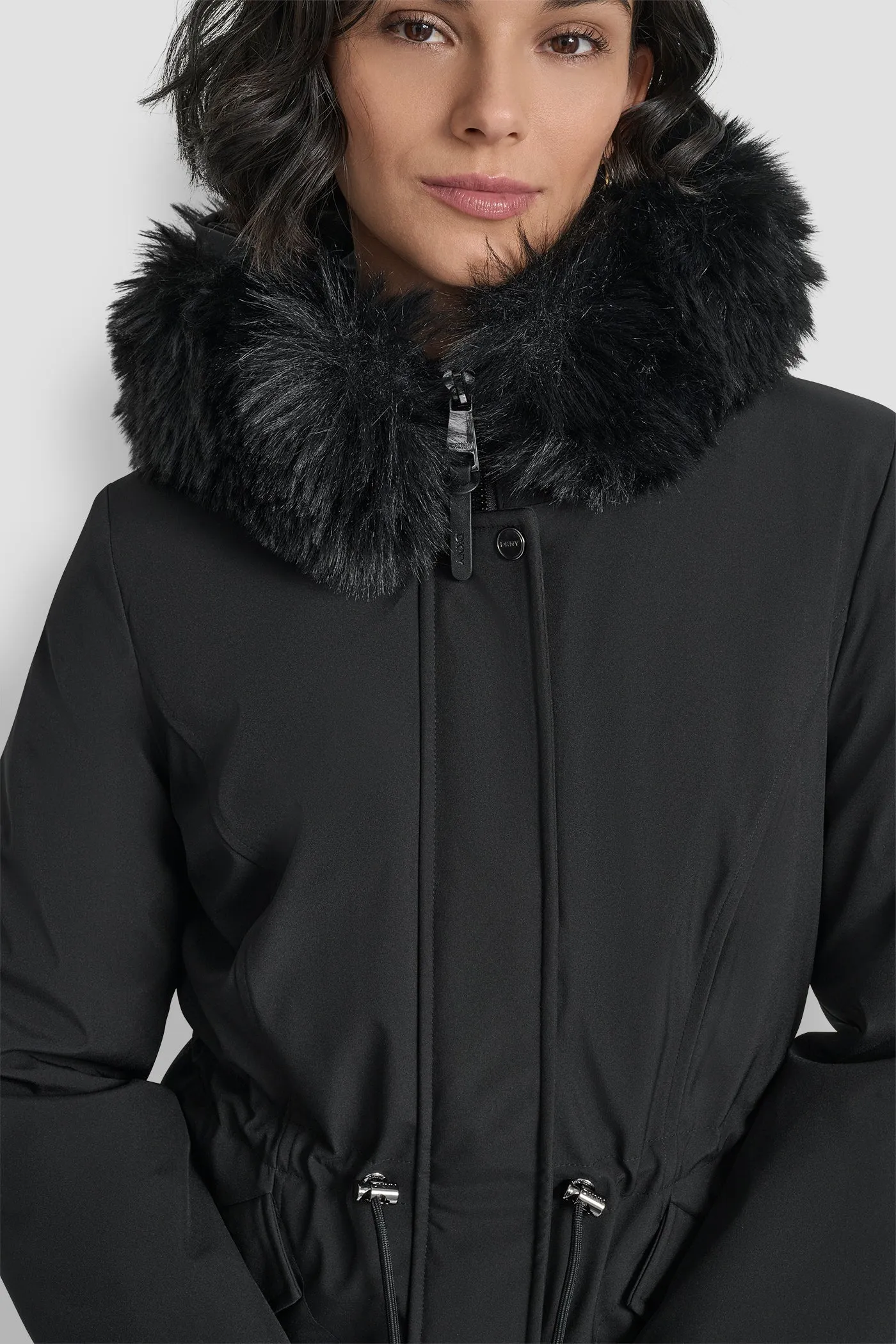 FAUX FUR TRIM HOODED ANONRAK WAIST COAT sold by DKNY product image thumbnail 5