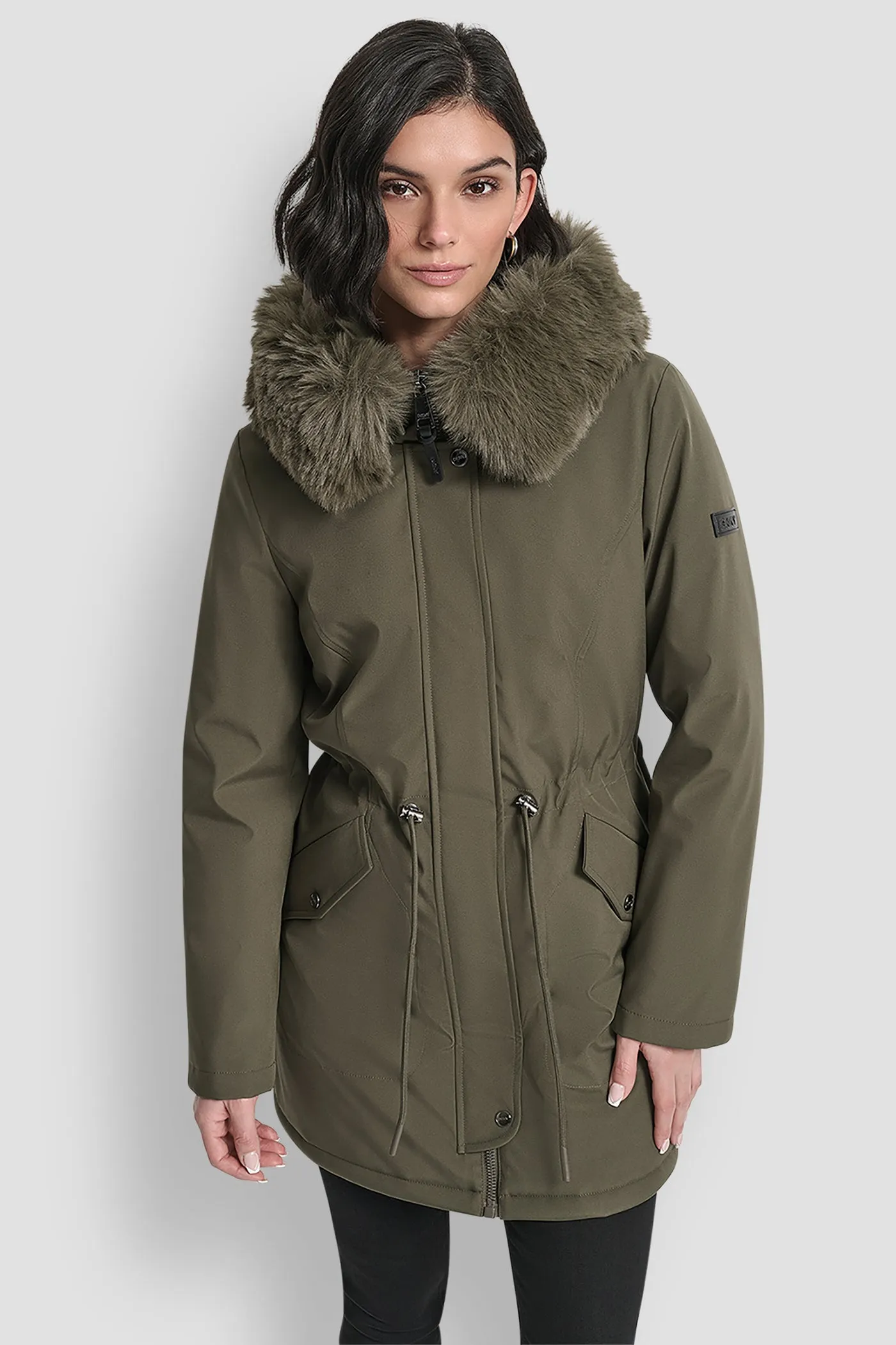 FAUX FUR TRIM HOODED ANONRAK WAIST COAT sold by DKNY product image thumbnail 4