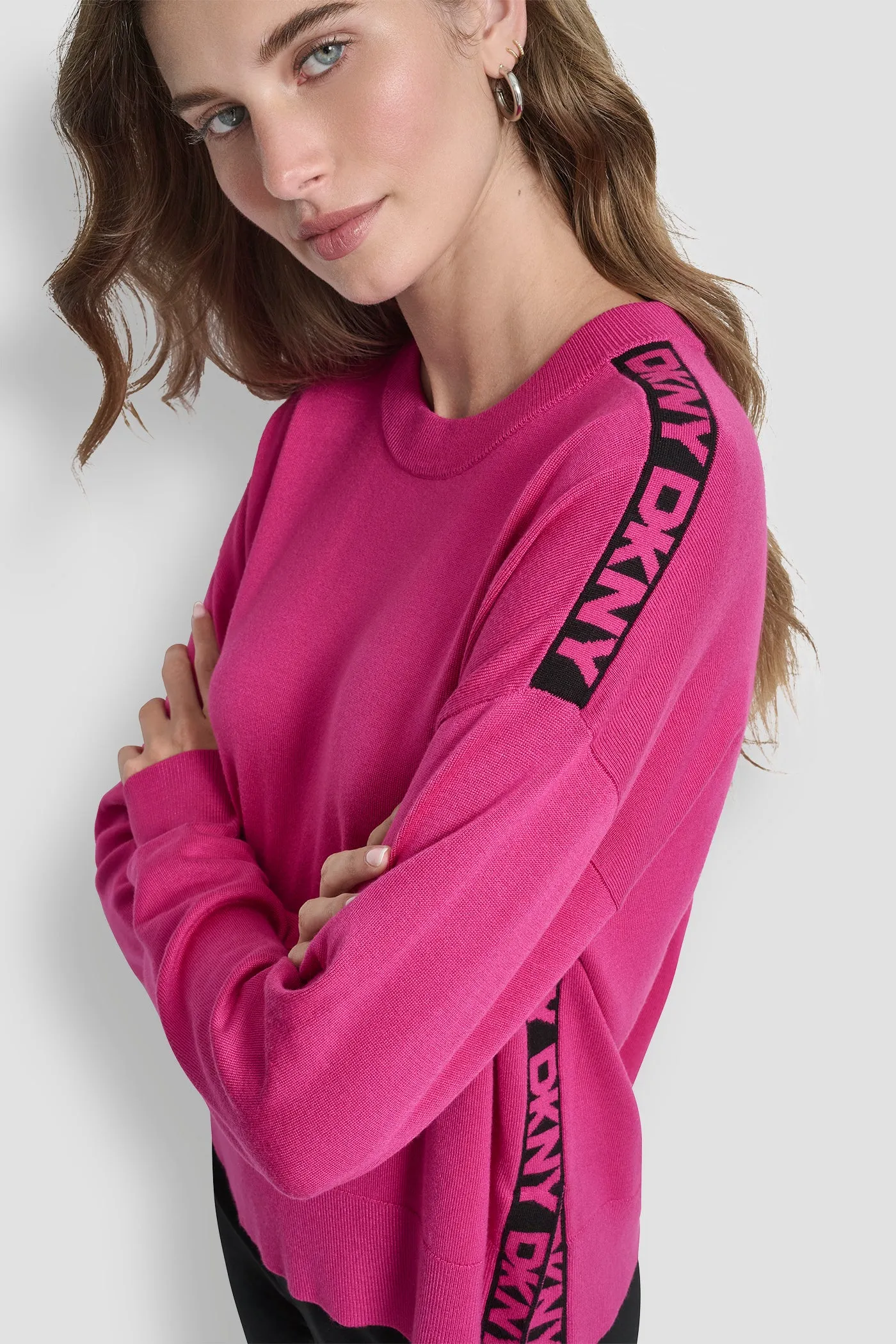 LONG SLEEVE LOGO TAPE SWEATER sold by DKNY product image thumbnail 3