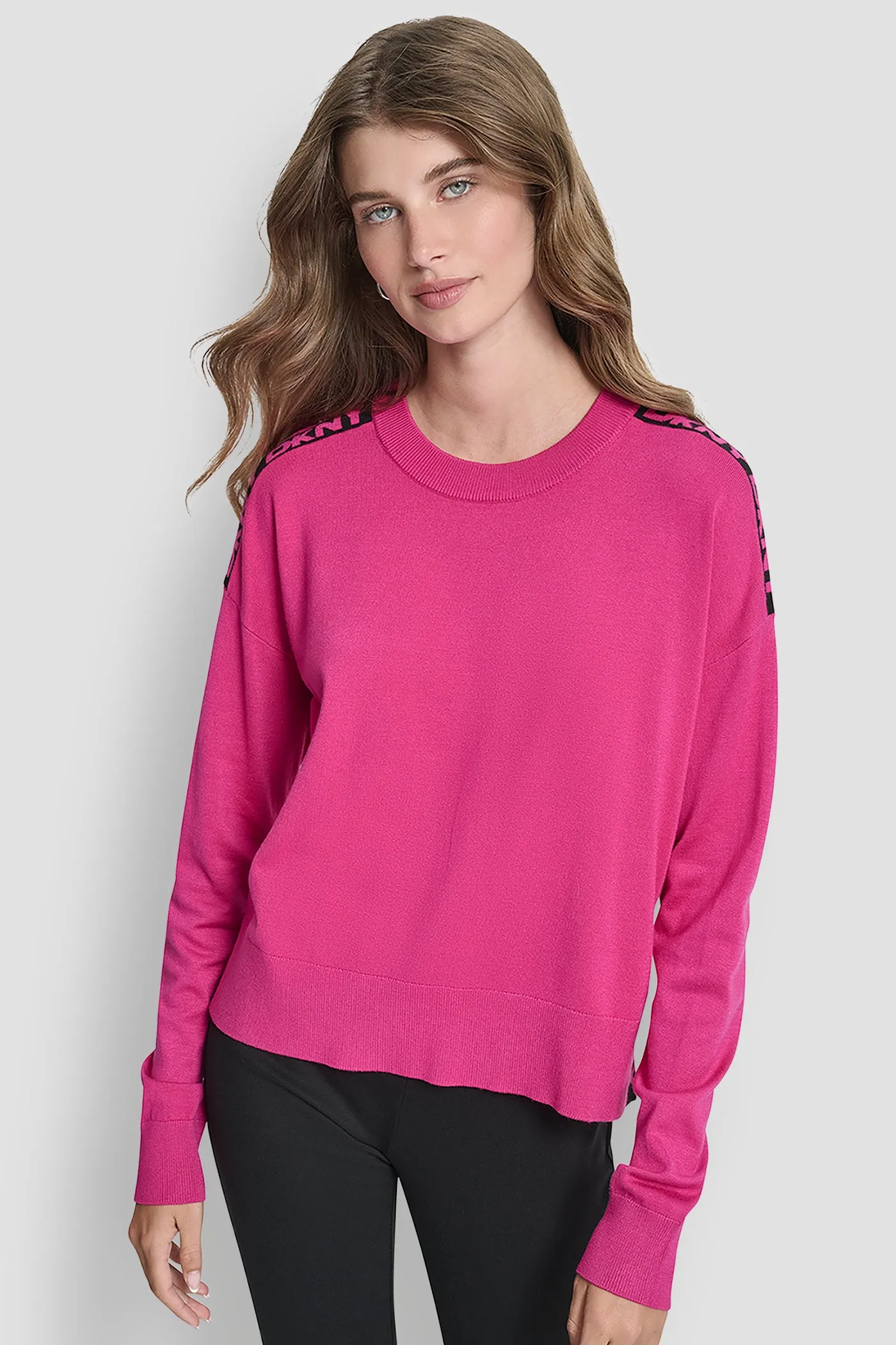LONG SLEEVE LOGO TAPE SWEATER sold by DKNY