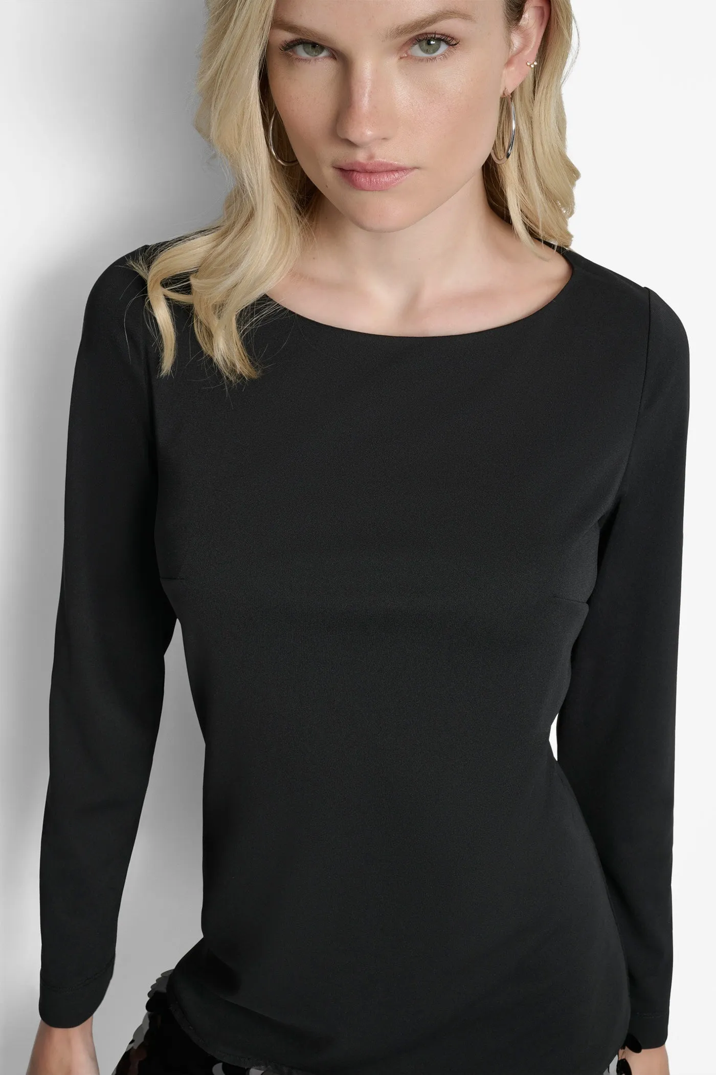 SLEEK BOAT NECK LONG SLEEVE DRESS sold by DKNY product image thumbnail 3