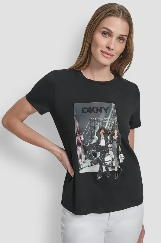 SHORT SLEEVE SOFT STRECH CREWNECK TEE sold by DKNY