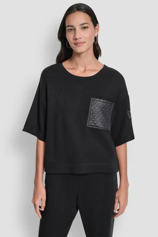 SOFT STRUCTURE SHORT SLEEVE KNIT TOP sold by DKNY