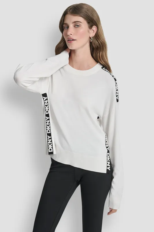 LONG SLEEVE LOGO TAPE SWEATER sold by DKNY