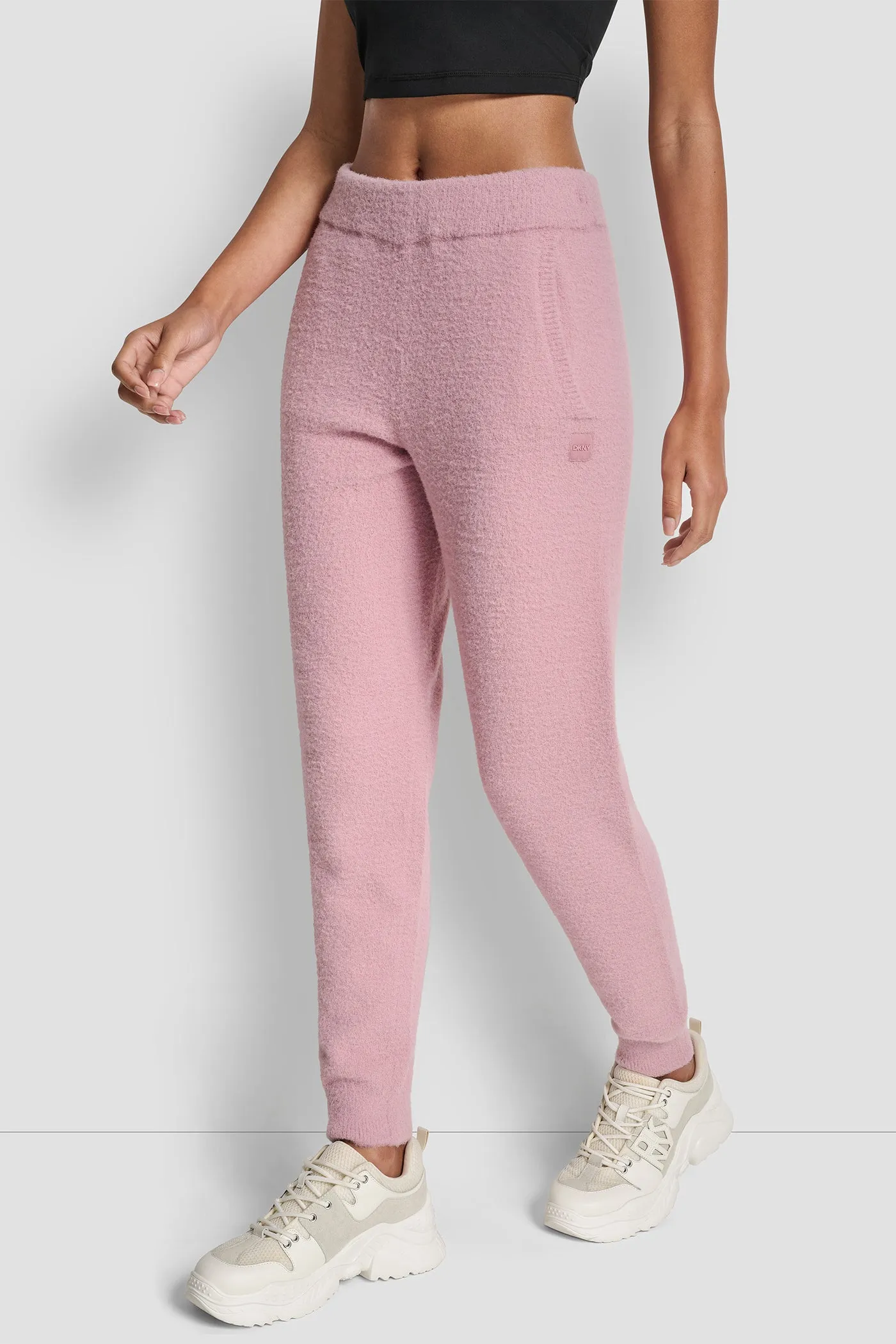 FEATHER YARN JOGGER WITH POCKETS AND TONAL LOGO sold by DKNY product image thumbnail 3